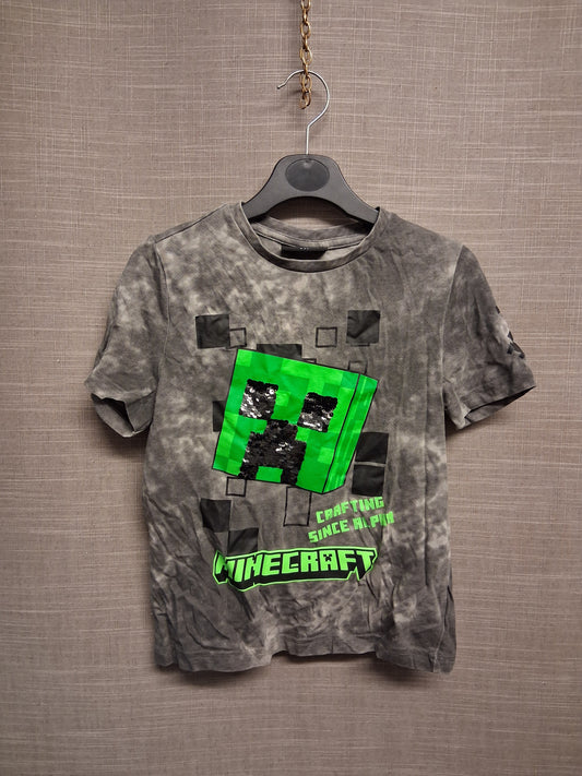 F&F Minecraft Grey Short Sleeve T-Shirt Age 6-7 Years