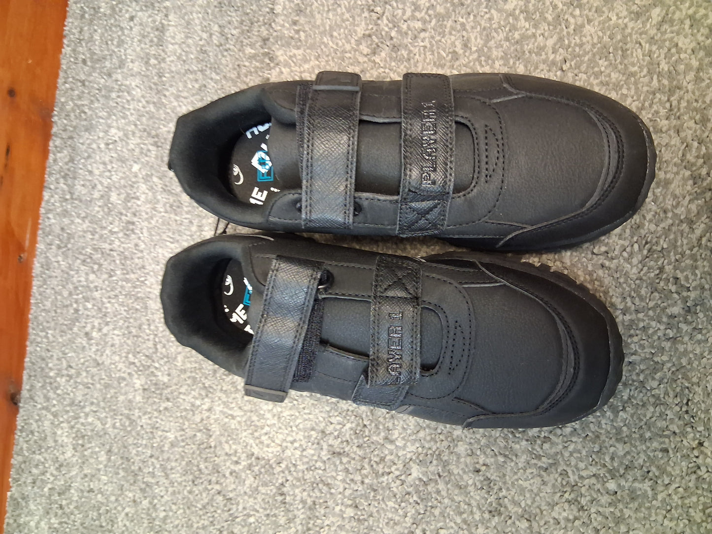 F&F Black Faux Leather Double Strap School Shoes Size 5 NEW with Keyring