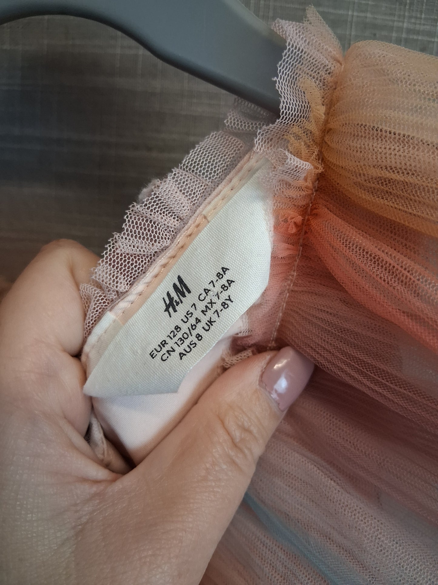 H&M Girls Party Dress Pastel Rainbow Age 7-8 Years