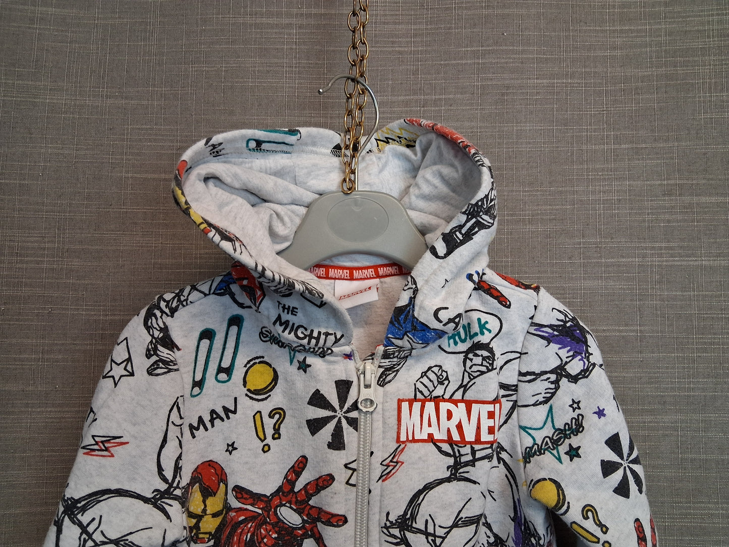 F&F Marvel Boys Iron Man Hoodie Grey Age 12-18 Months