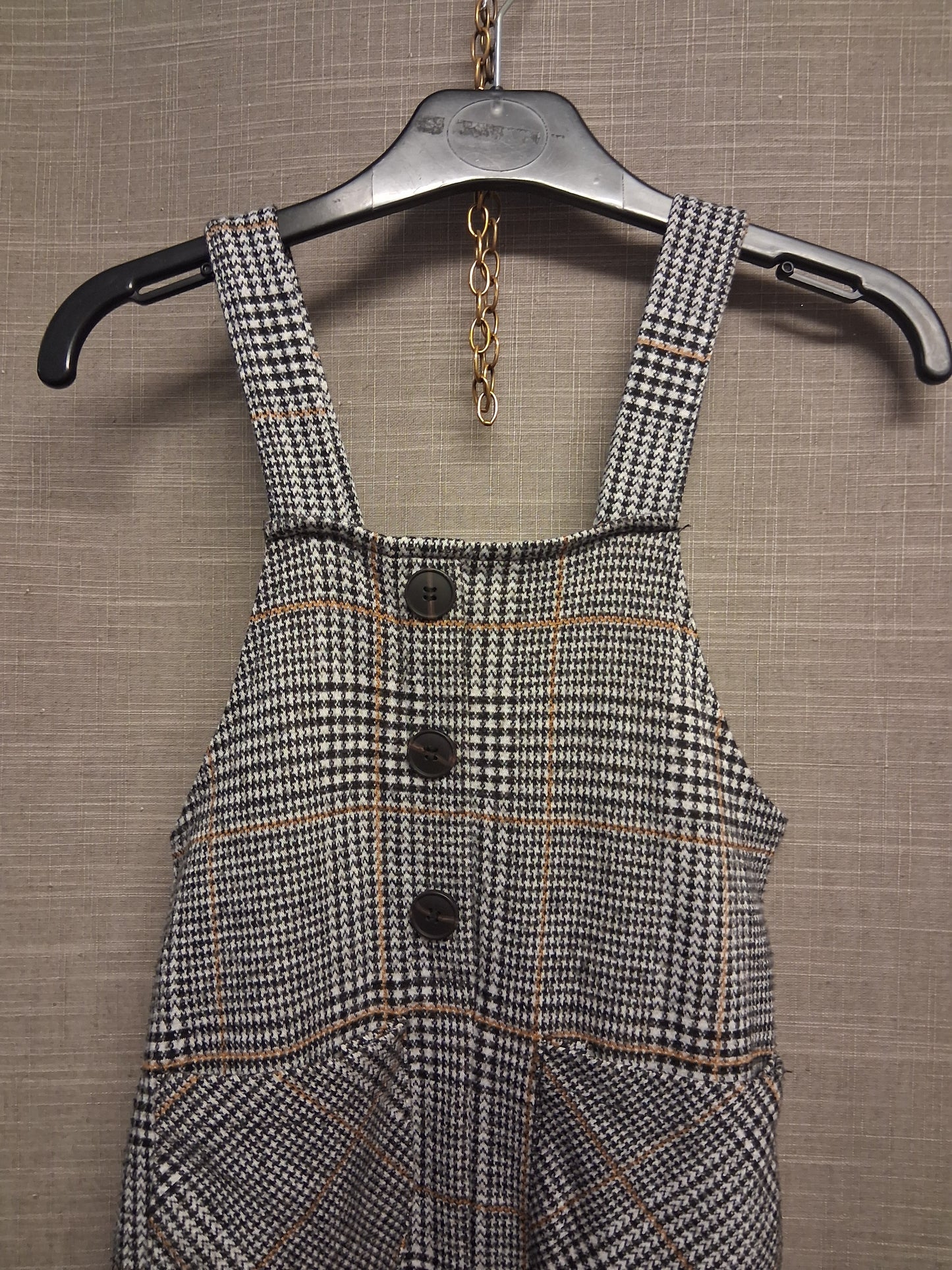 Zara Girls Checked Smart Dungarees Age 7 Years
