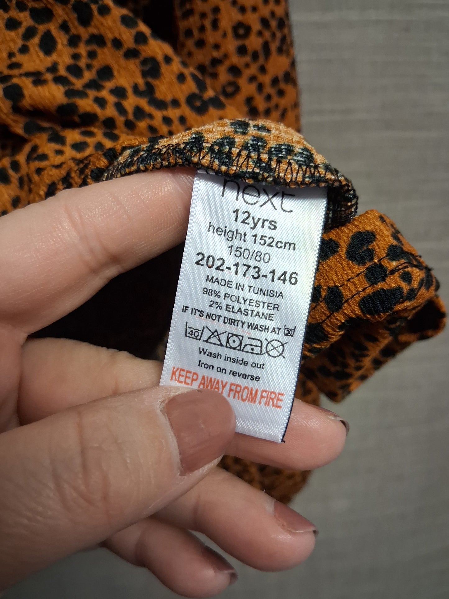 Next Girls Brown Animal Print Peter Pan Collar Top Age 12 Years