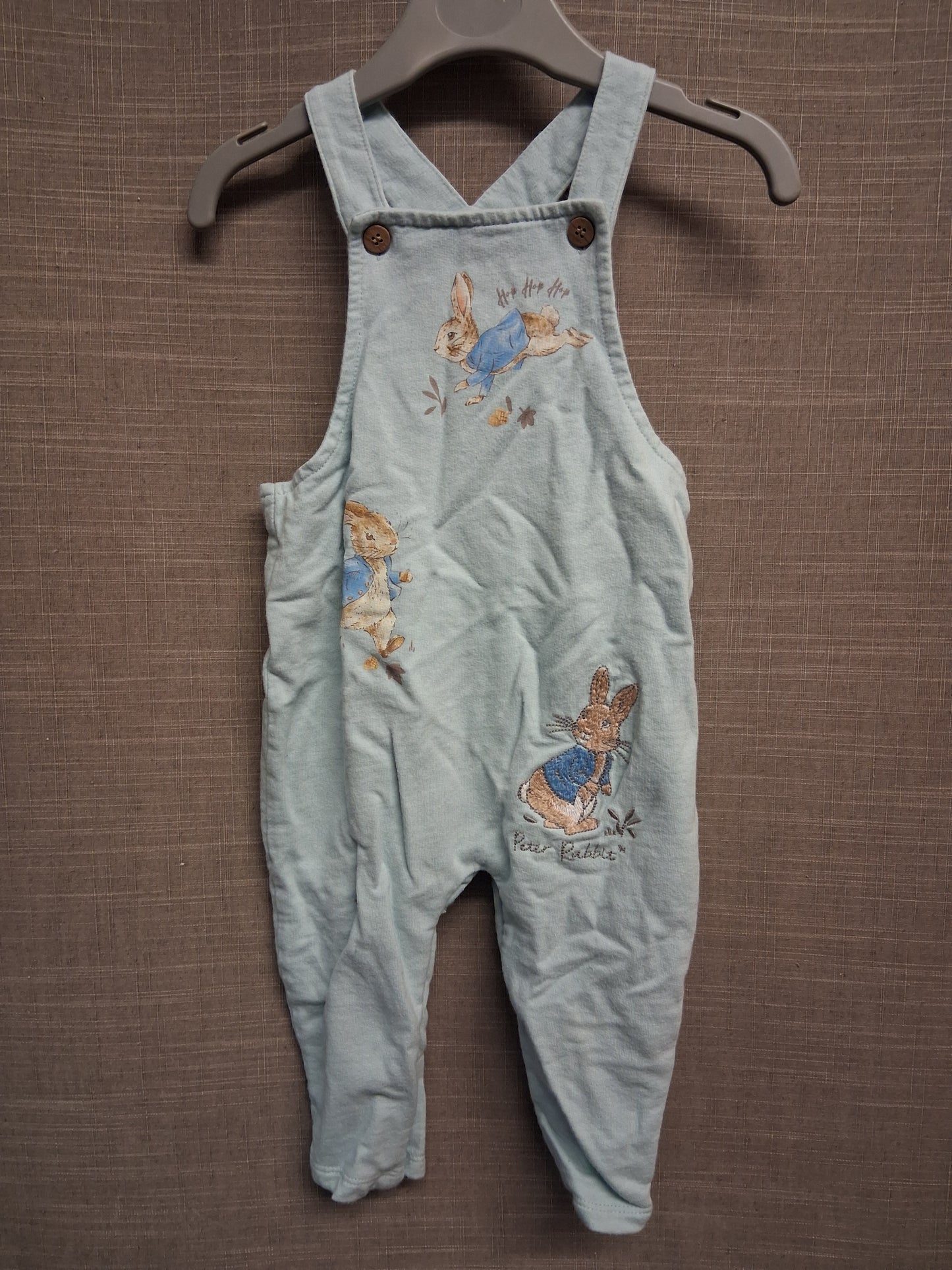 Nutmeg Boys Peter Rabbit Blue Jersey Dungarees Age 9-12 Months
