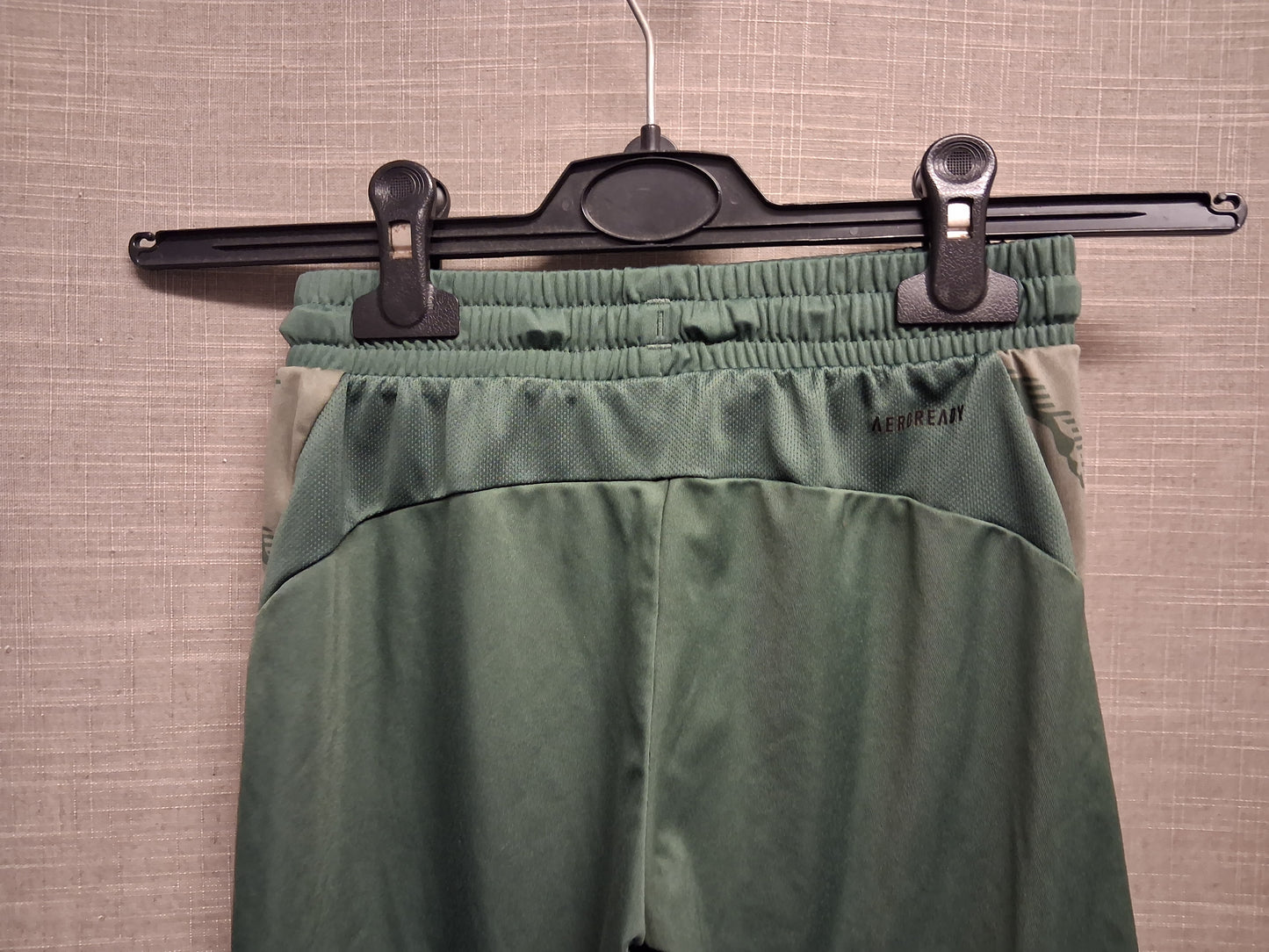 Adidas Khaki Green Shorts Satin Pockets Elastic Waist Age 9-10 Years