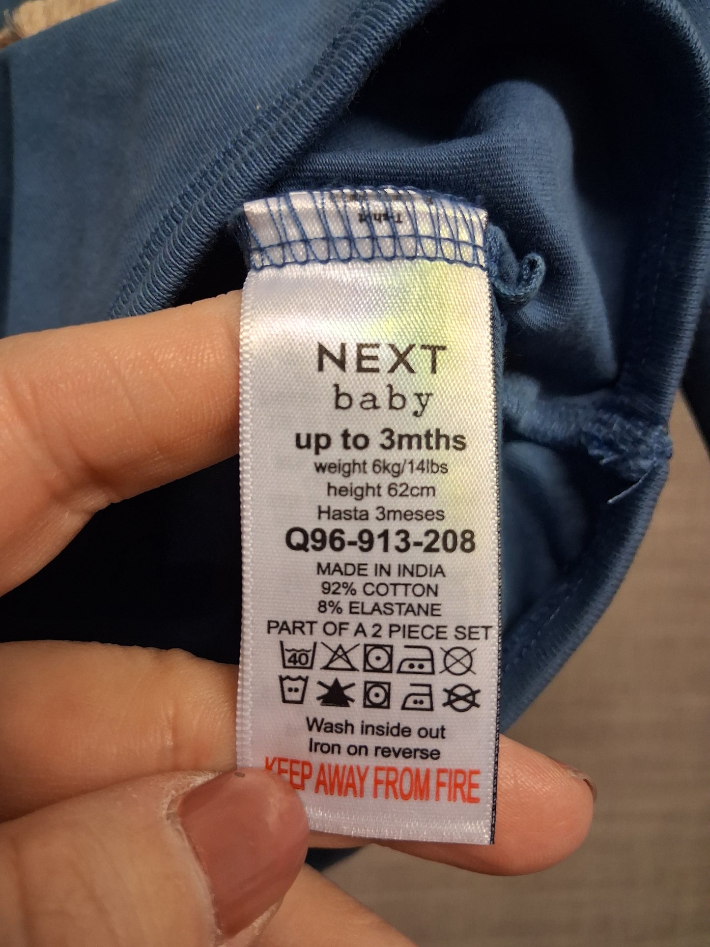 Next Boys Blue Long Sleeve Jersey T-Shirt Age 0-3 Months