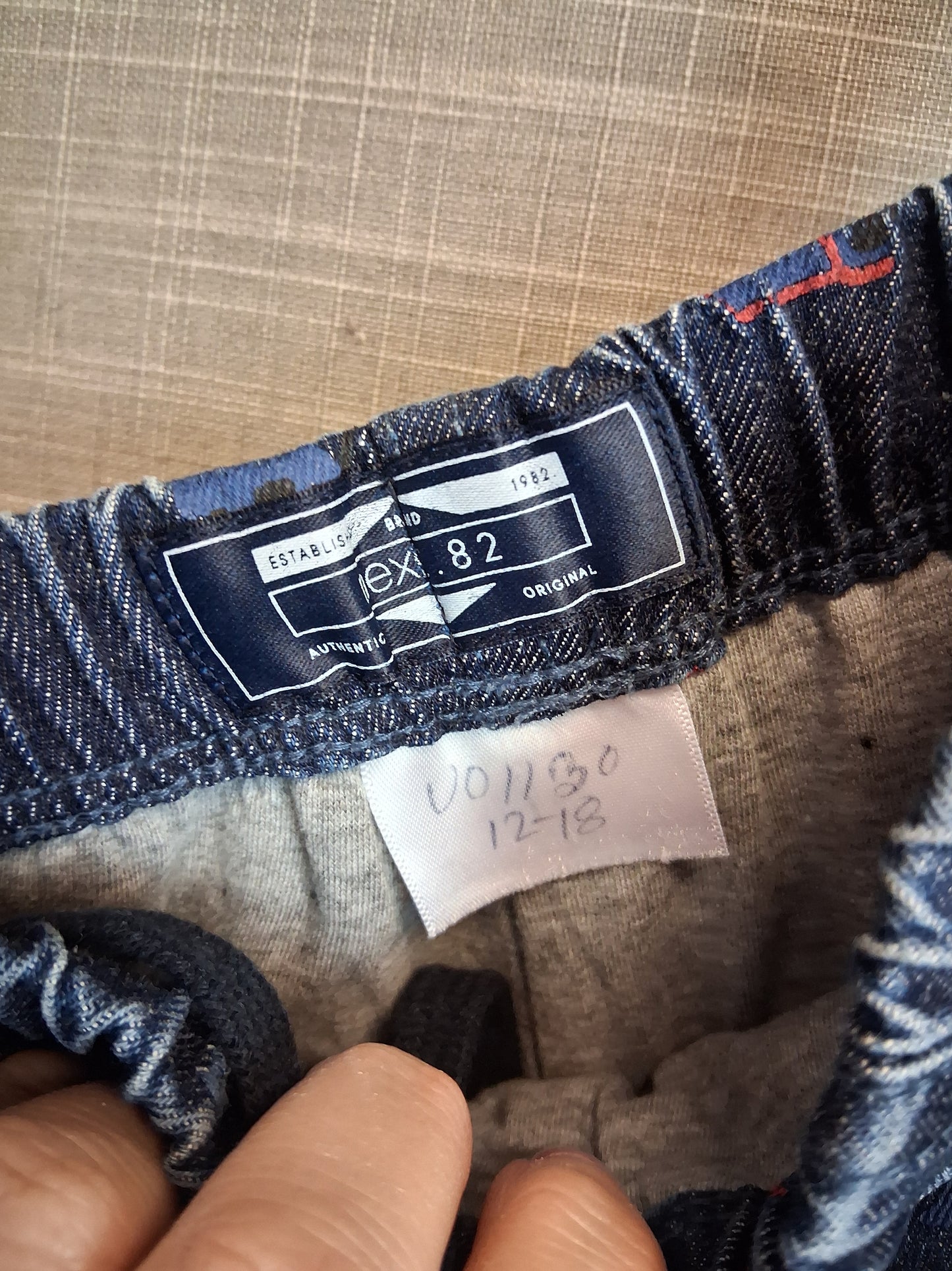 Next Boys Jeans Blue Denim Lined Fire Engines Age 12-18 Months