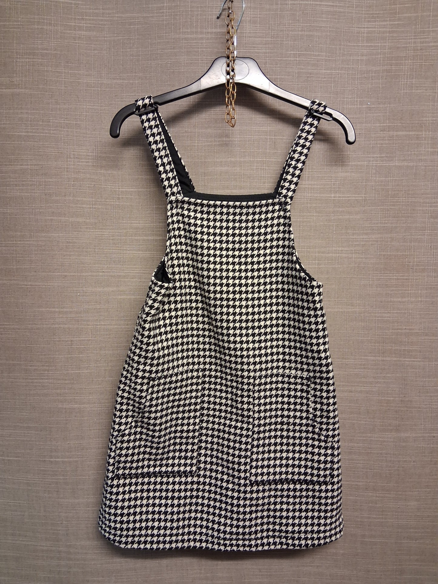 Next Girls Black White Houndstooth Print Pinafore Dress Age 8 Years