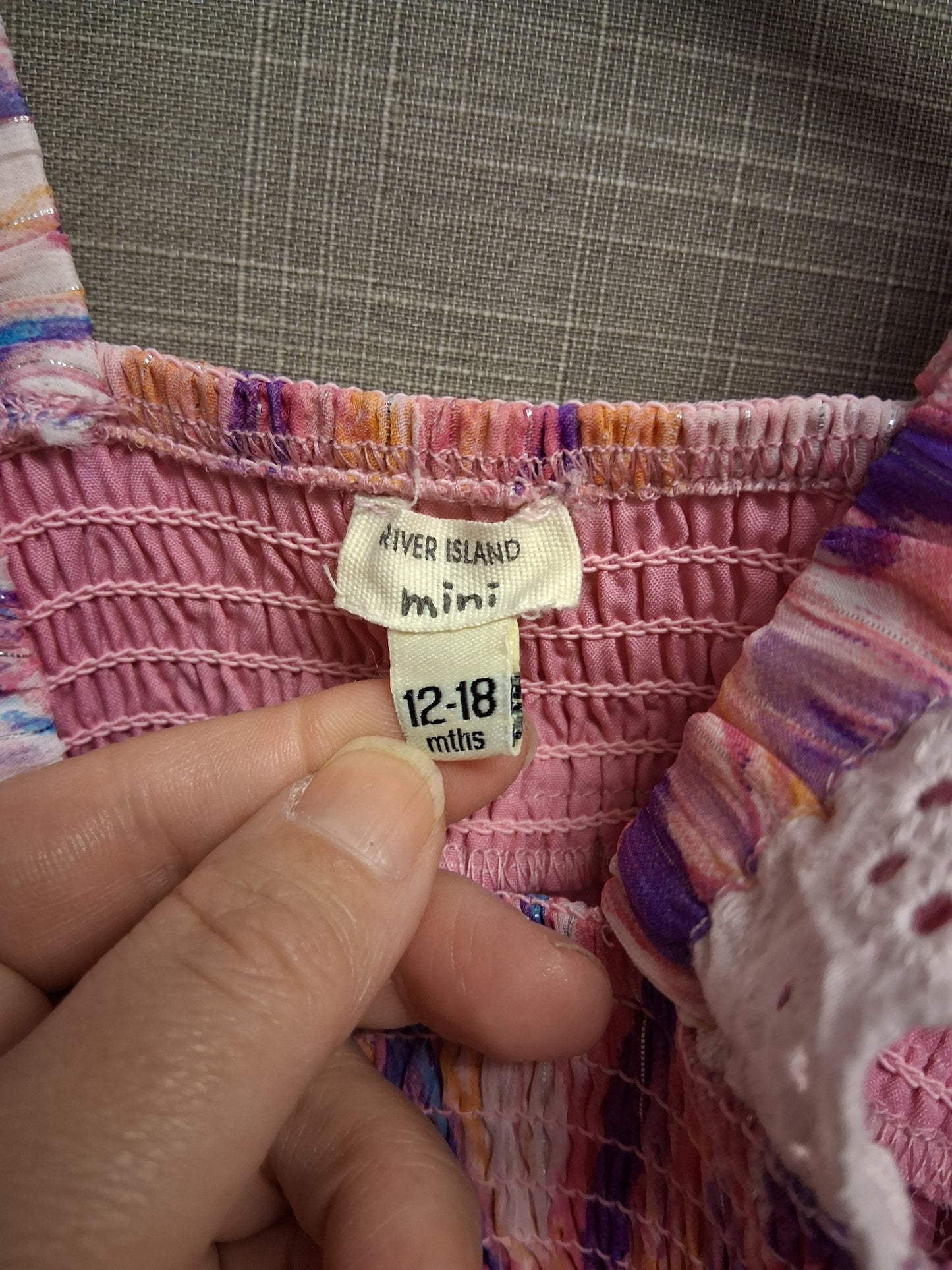 River Island Pink Multicolour Sleeveless A Line Dress Age 12-18 Months