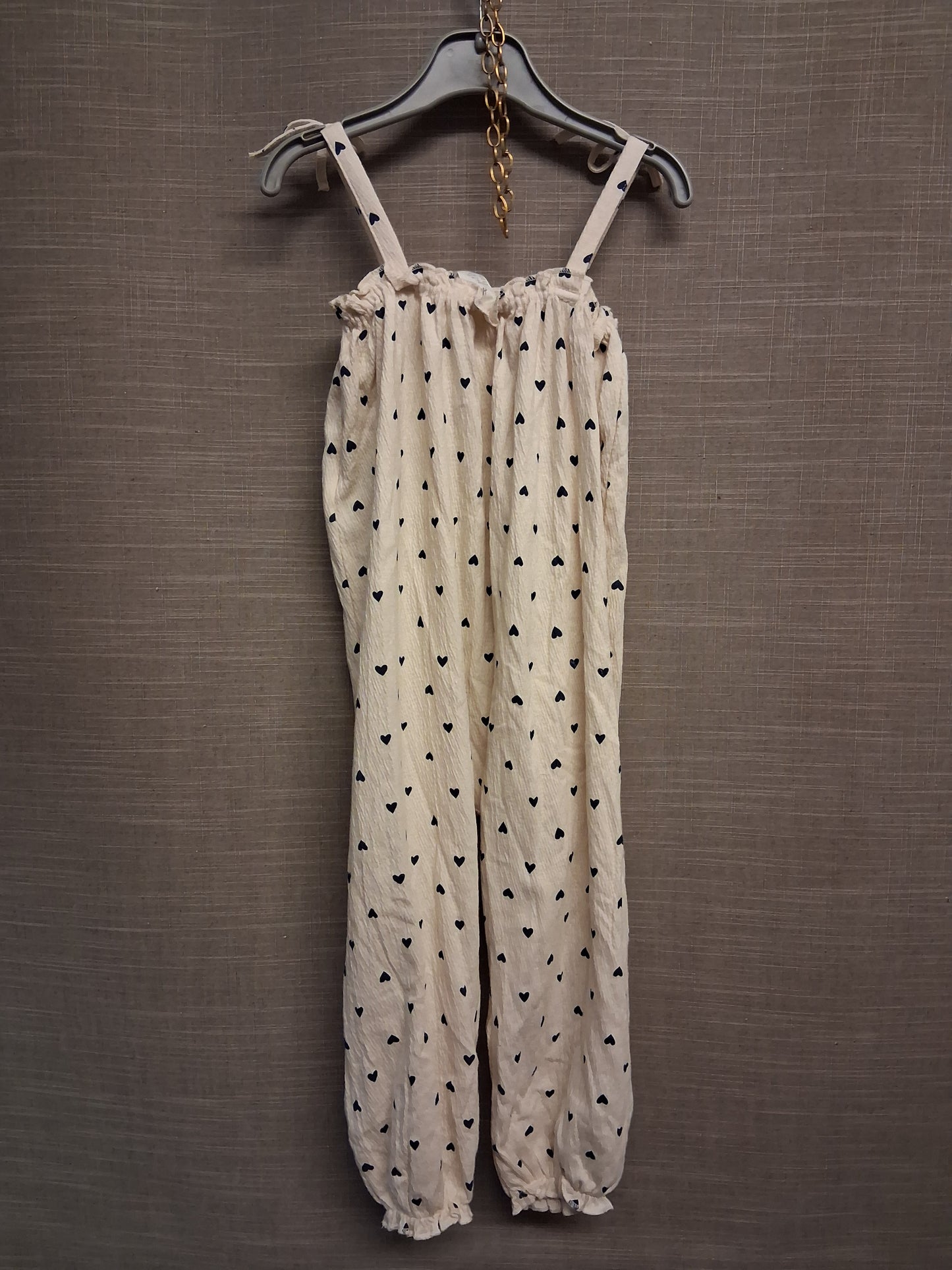 H&M Cream Love Heart Print Dungarees Jersey Age 2-3 Years