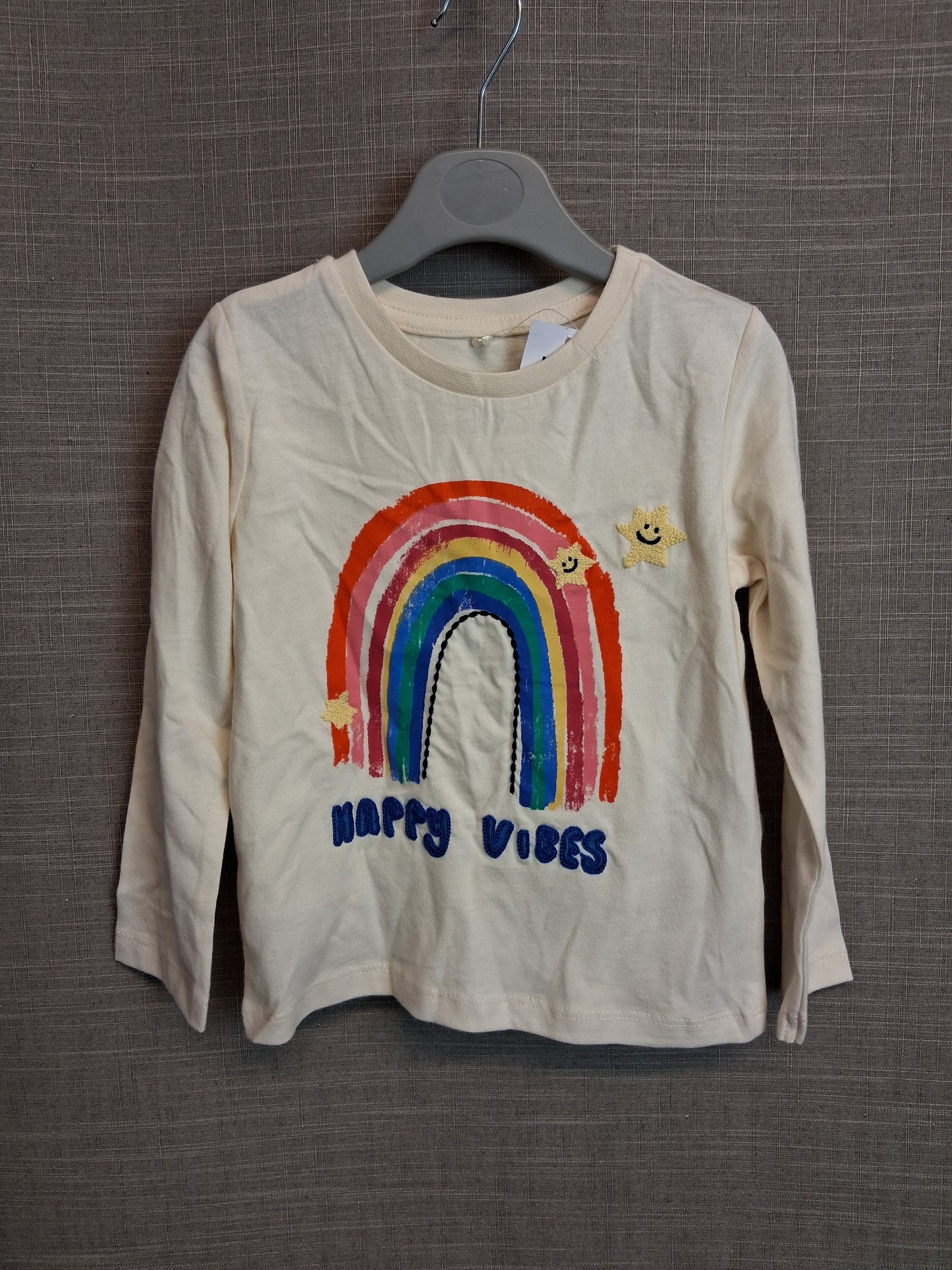 George Girls Long Sleeve T-Shirt Cream Rainbow T-Shirt Age 2-3 Years New