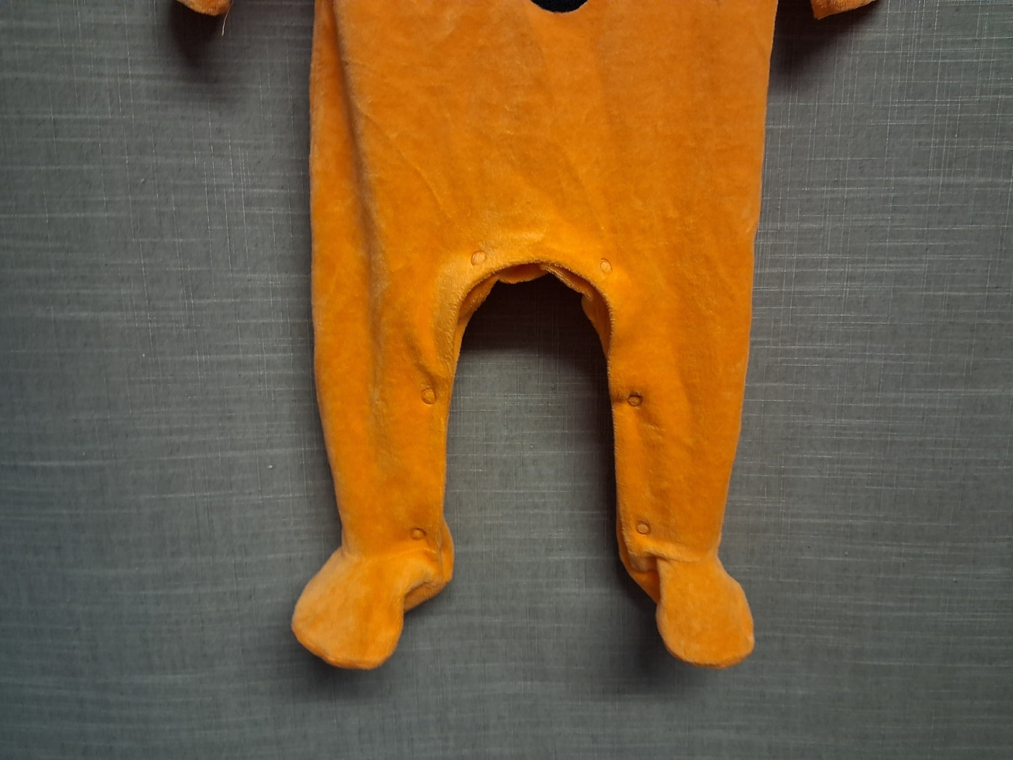 Hallowscream Velour Orange Pumpkin Romper One Piece Age 3-6 Months