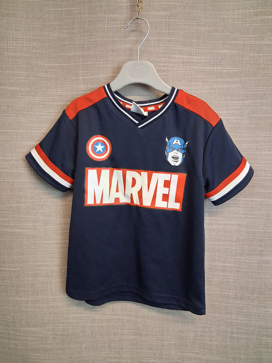 Marvel Captain America Jersey T-Shirt Short Sleeve Age 4-5 Years Navy