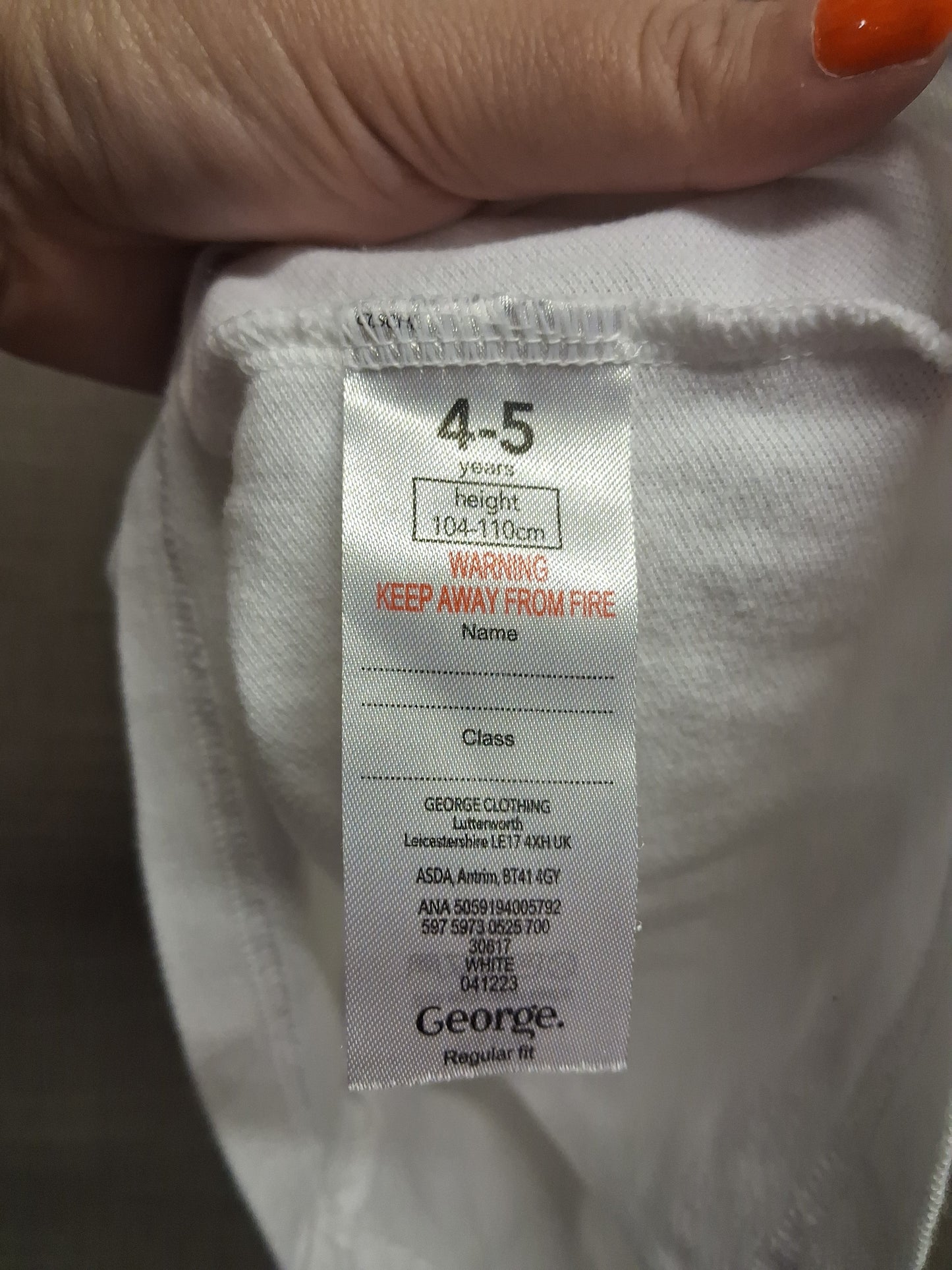 George White Polo Neck School Uniform T-Shirt Age 4-5 Years
