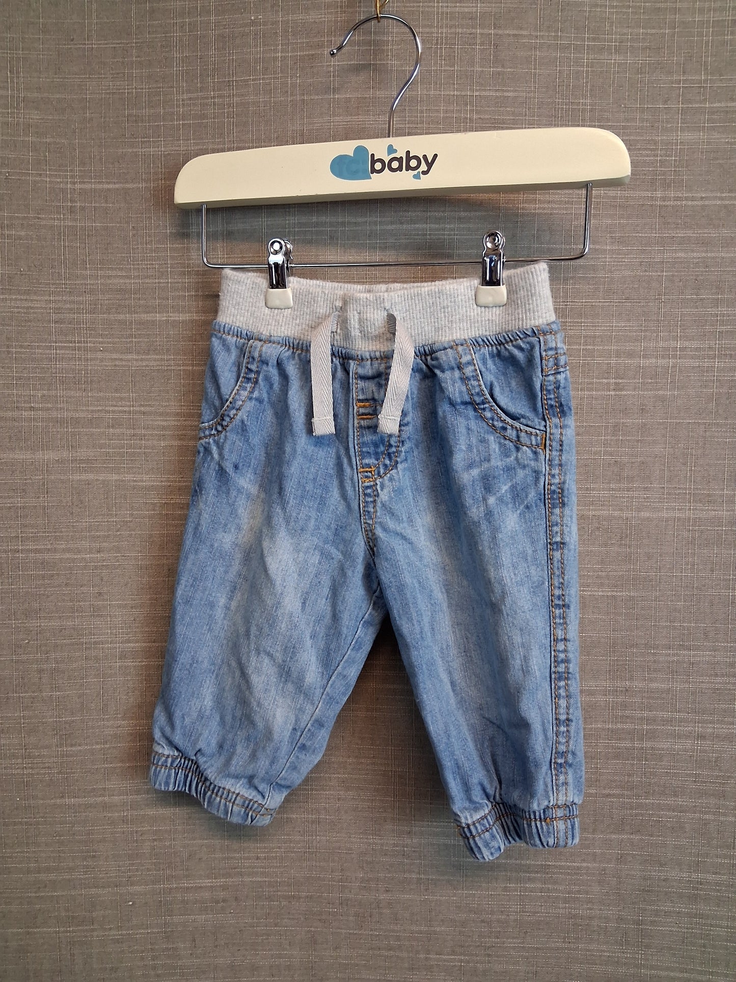 Next Boys Blue Denim Jeans Lined Age 0-3 Months