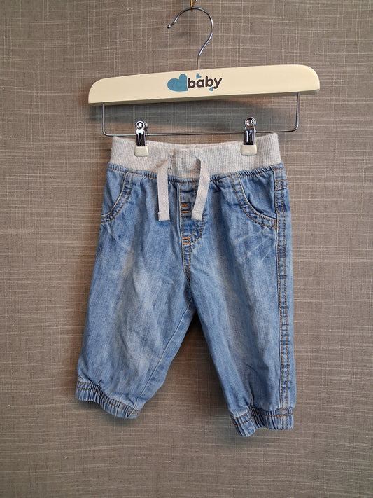 Next Boys Blue Denim Jeans Lined Age 0-3 Months