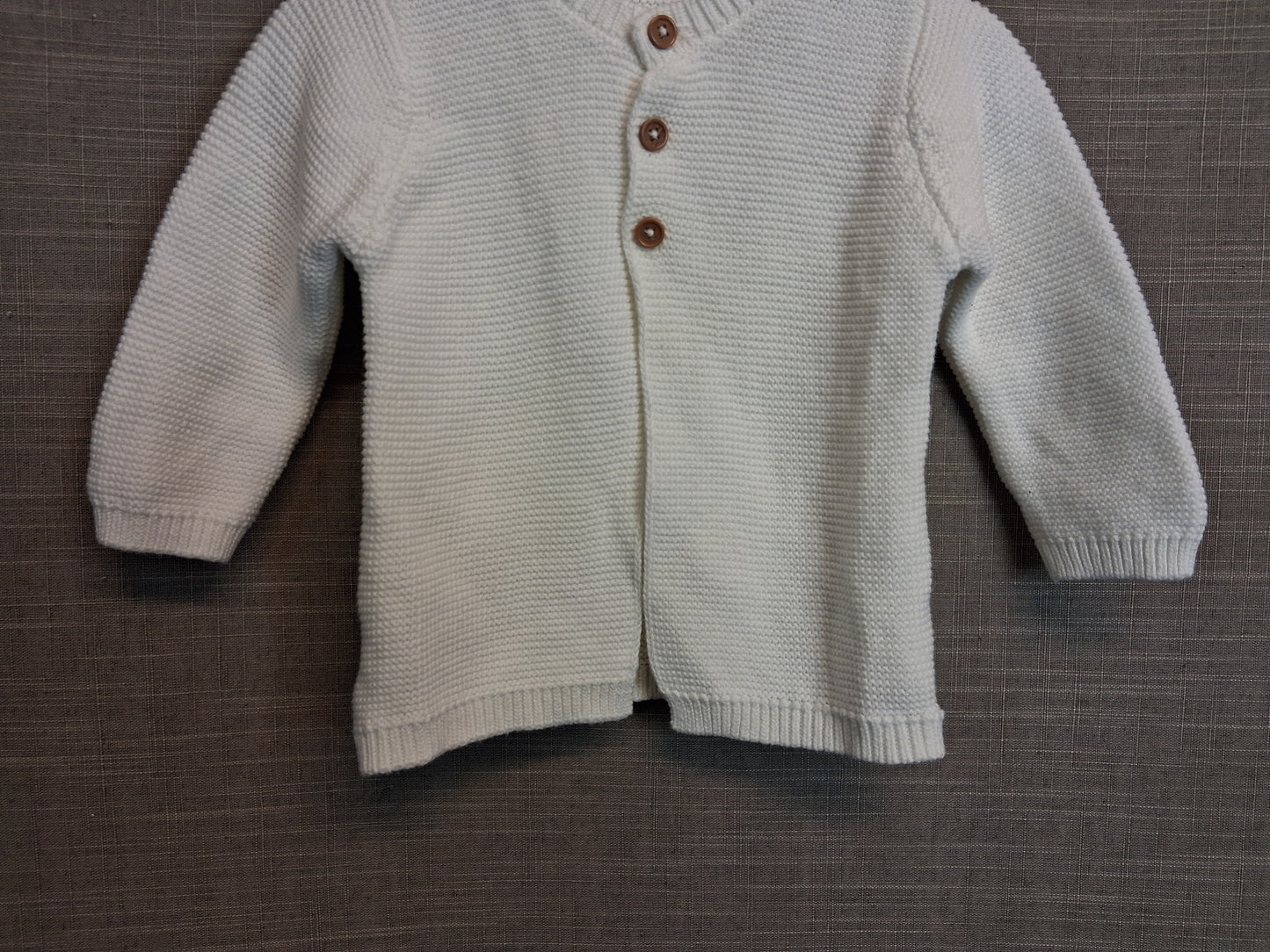 Matalan White Cotton Knitted Cardigan Age 6-9 Months