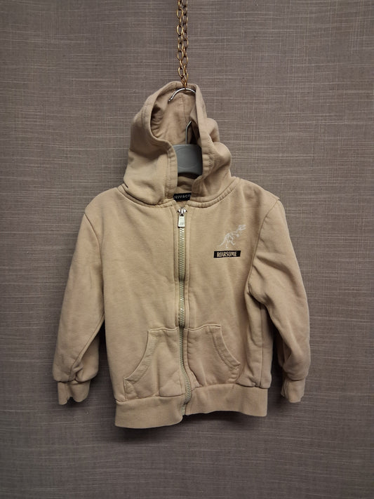 Jeff & Co Dinosaure Theme Beige Full Zip Hoodie Age 3-4 Years