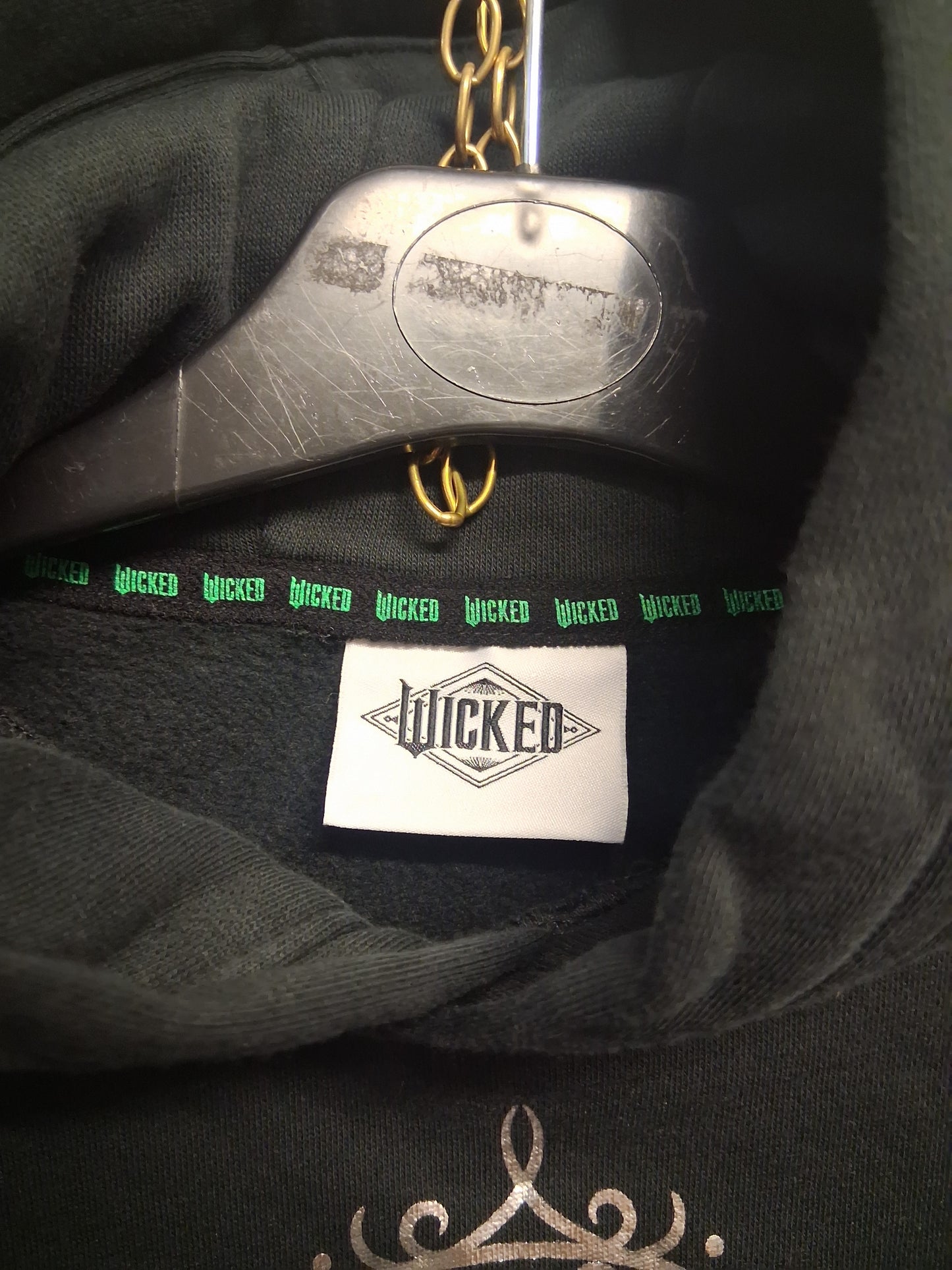 George Wicked Hoodie Elphaba Graphic Black Spellout on Back  Age 7-8 Years