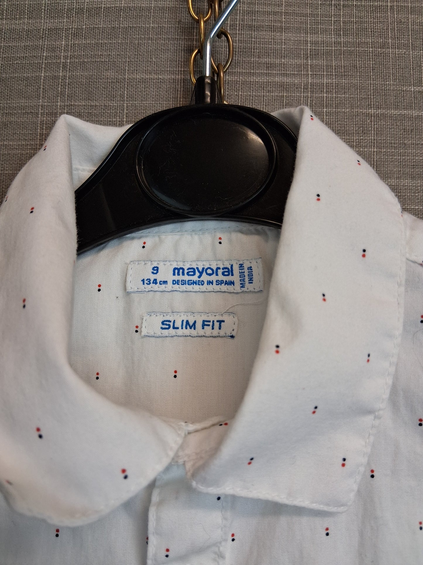Mayoral Slim Fit Short Sleeve Shirt Age 9 Years White Spotty