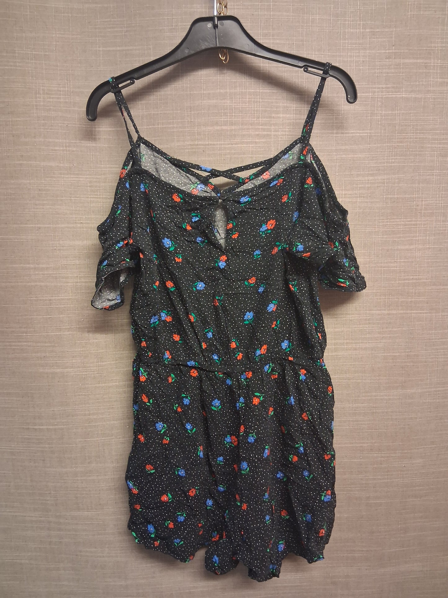 New Look Playsuit Black Floral Cold Shoulder Age 14 Years