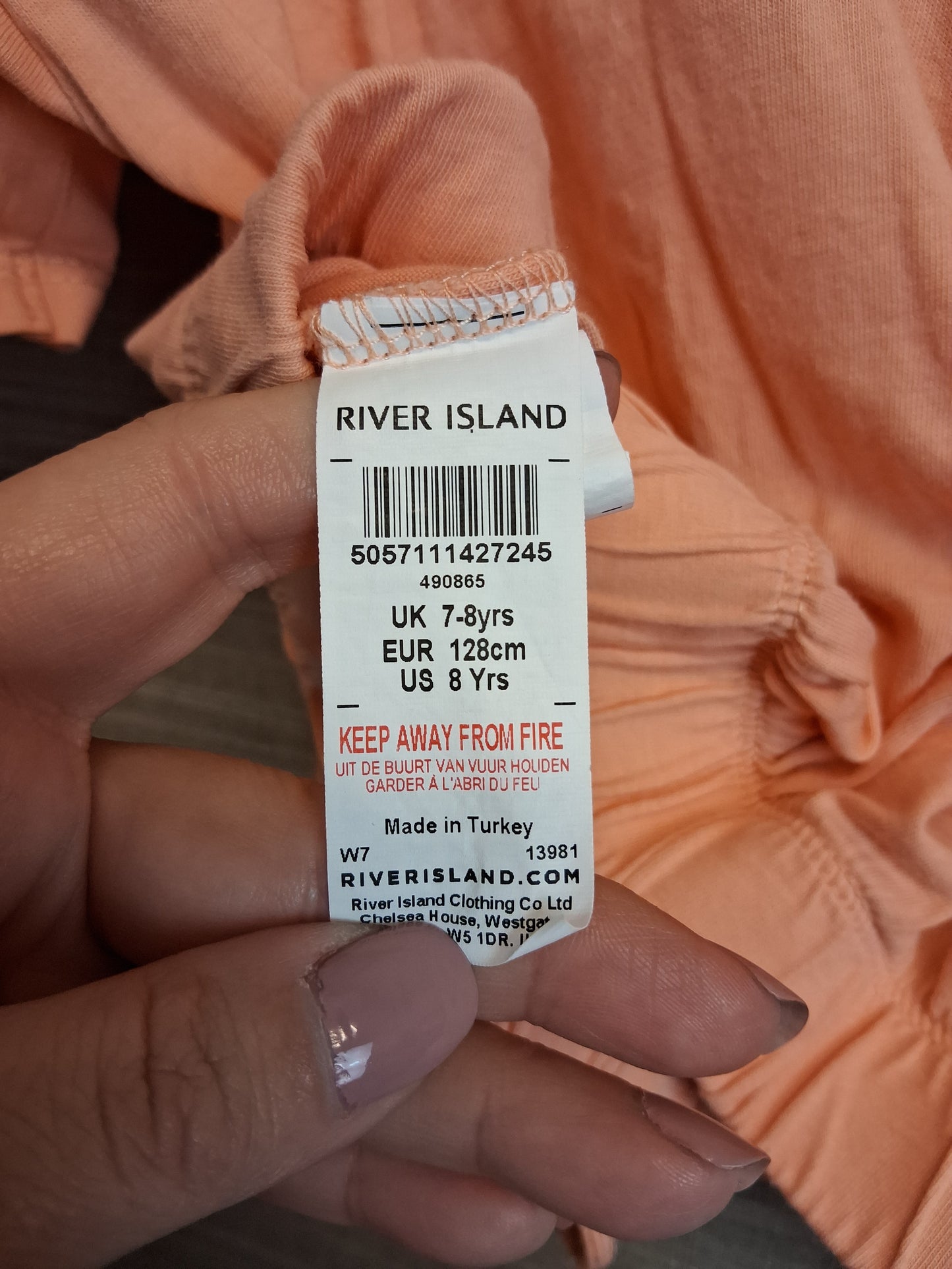 River Island Orange Cropped Short Sleeve T-Shirt Size 7-8 Years