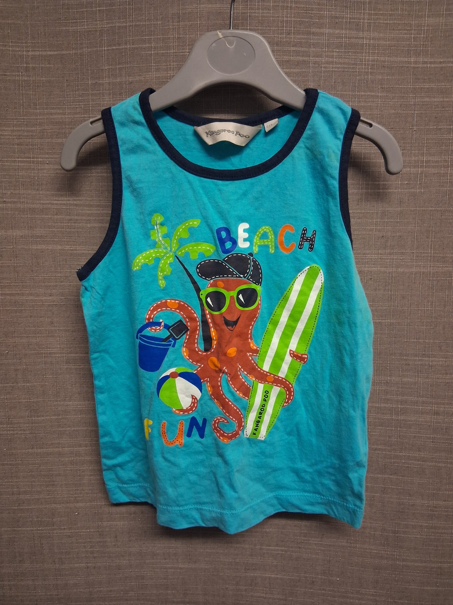 Kangaroo Poo Boys Blue Vest Top Summer Theme Age 2-3 Years