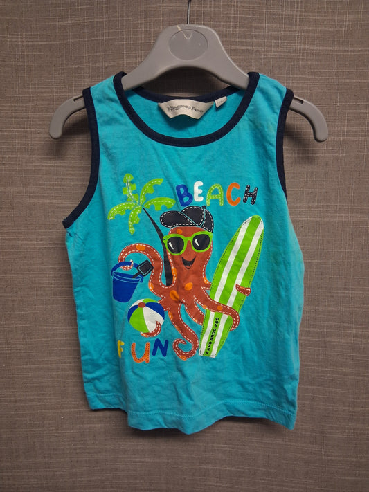 Kangaroo Poo Boys Blue Vest Top Summer Theme Age 2-3 Years