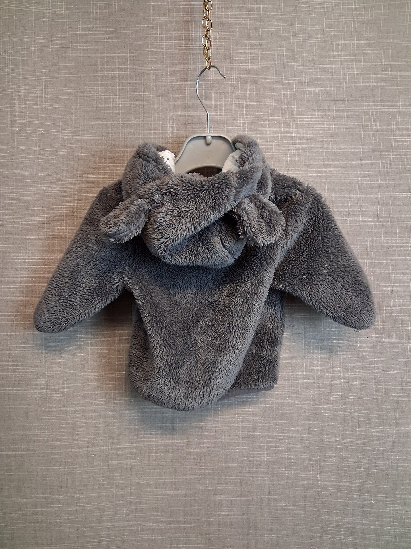 Next Boys Plush Full Zip Hoodie Jacket Grey Age 0-3 Months