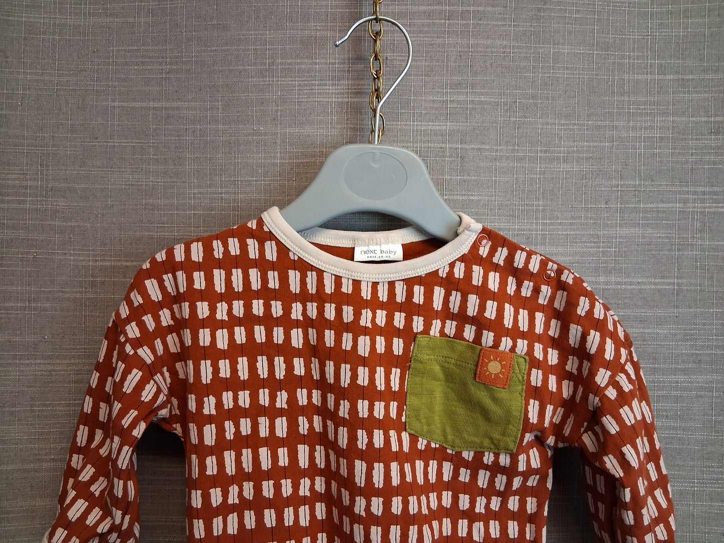 Next Boys Orange and Beige Long Sleeve Top Age 3-6 Months