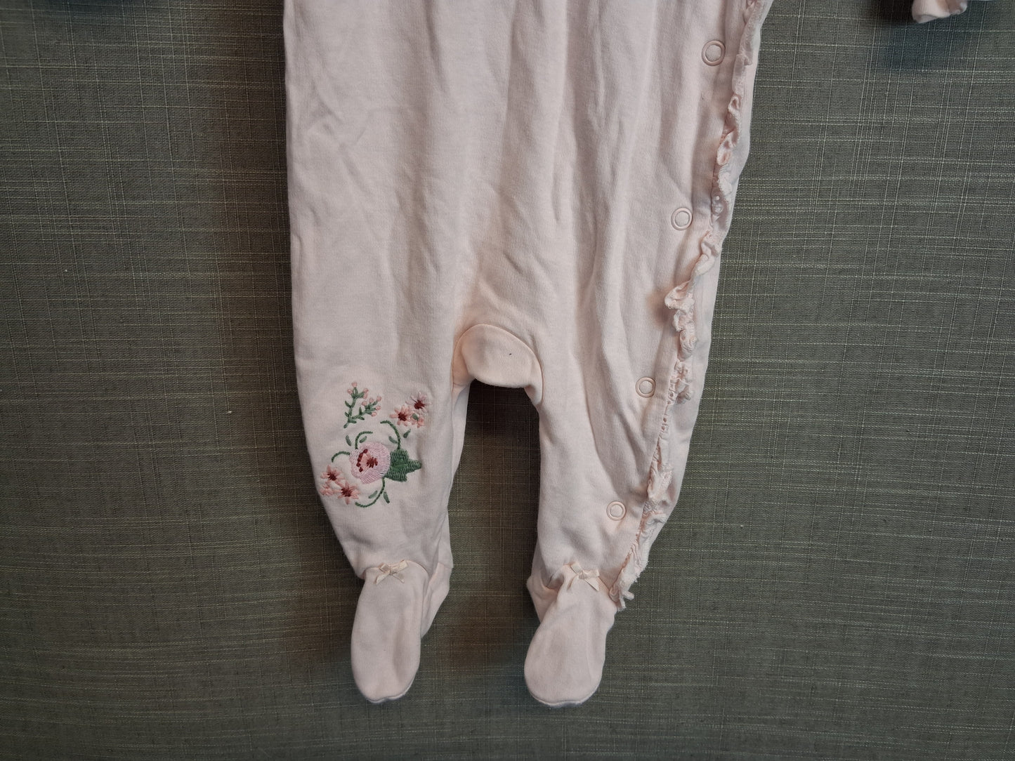 Next Girls Pink Bunny Theme Sleepsuit Age 0-3 Months
