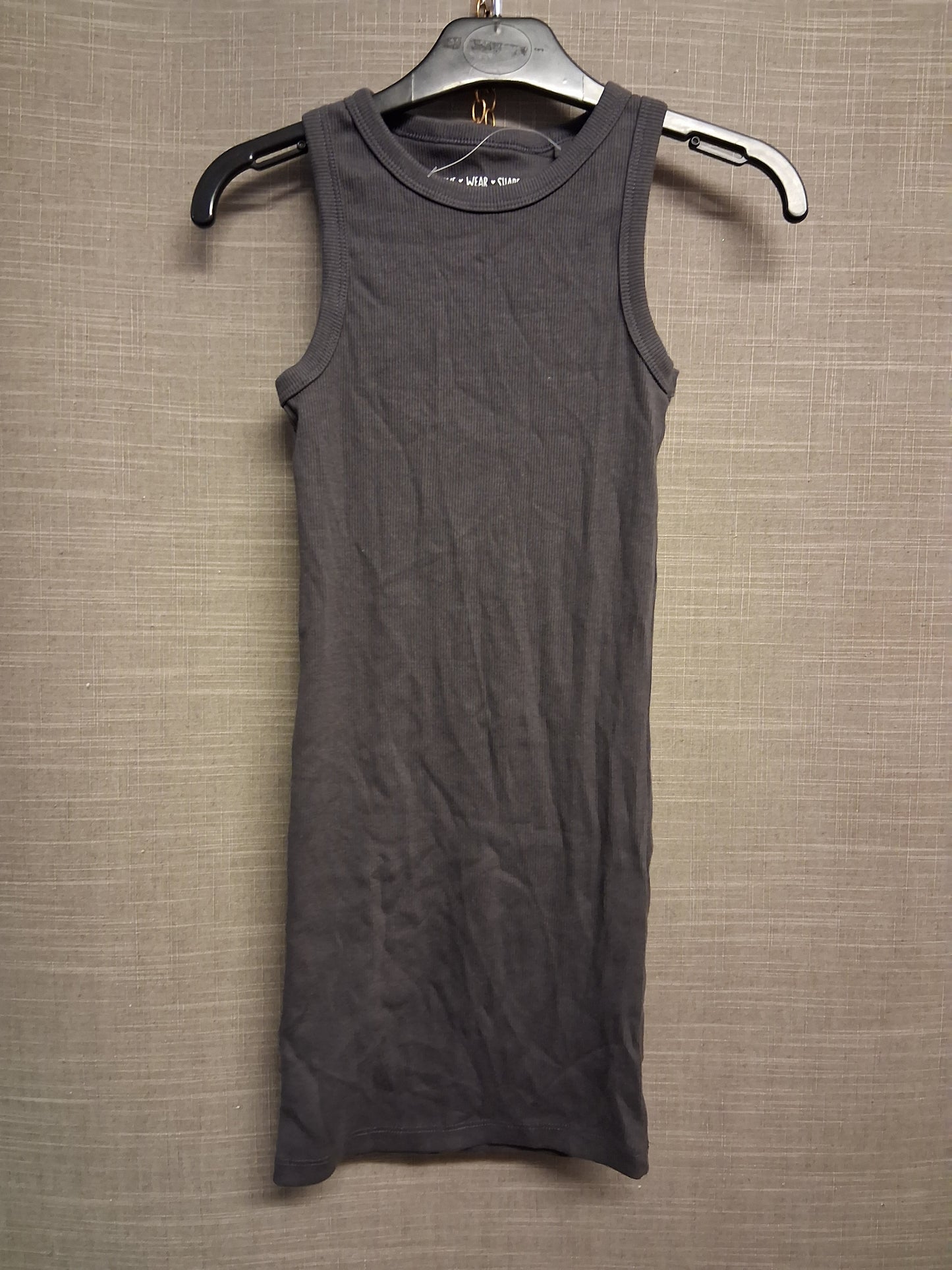 F&F Grey Jersey Ribbed Tank Vest Dress Age 7-8 Years