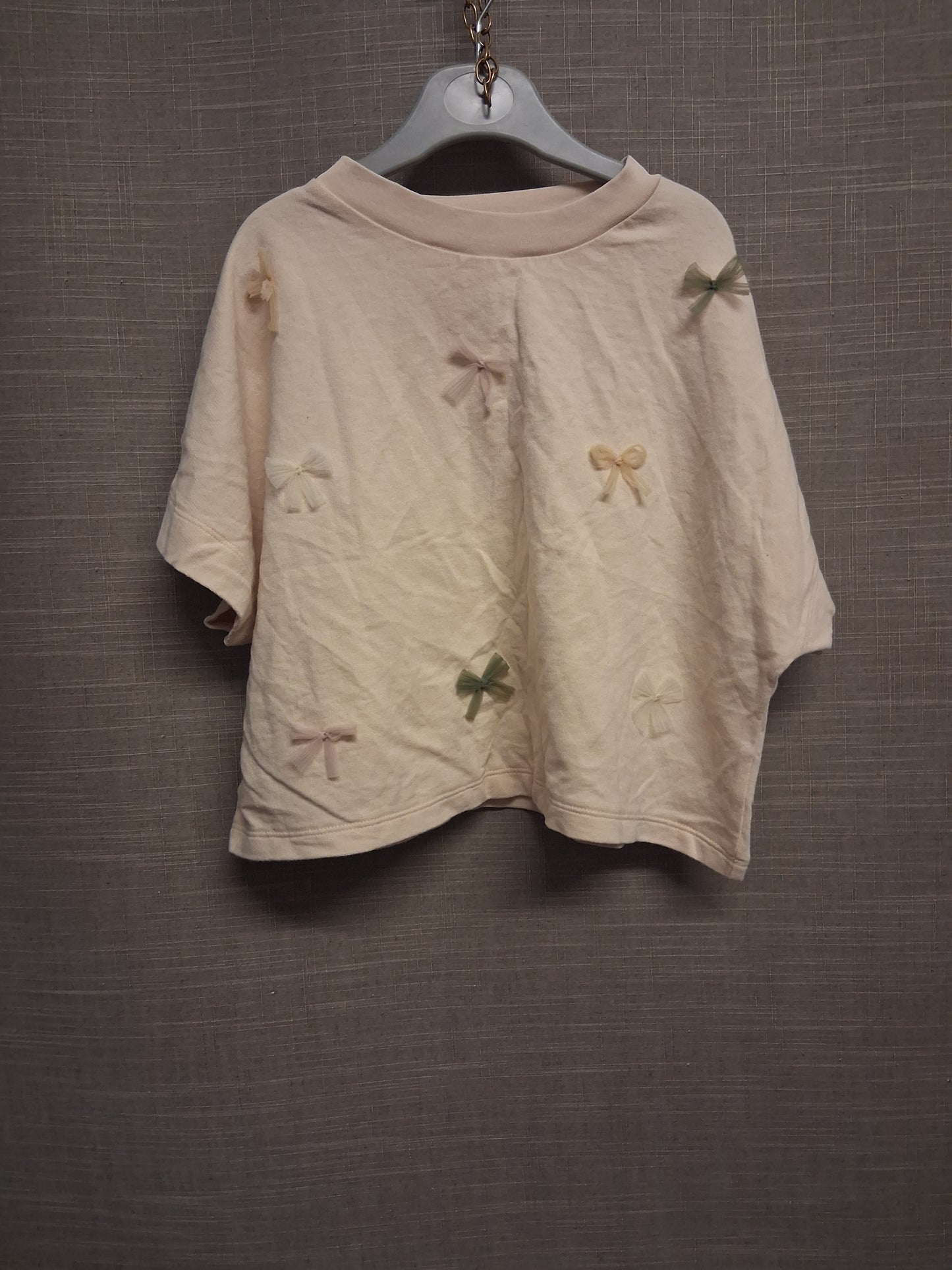 Next Girls Beige 3D Bow Short Sleeve T-Shirt Age 8 Years
