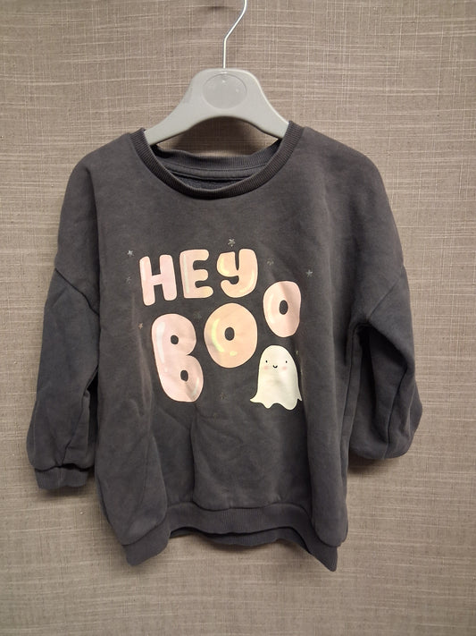 George Girls Halloween 'Hey Boo' Sweater Grey Age 2-3 Years