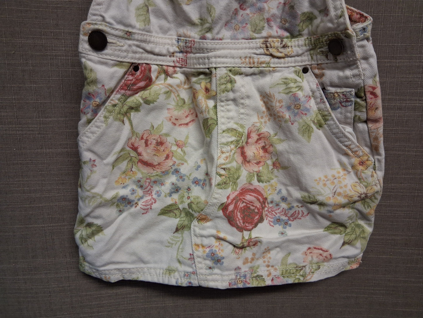 Next Girls Denim Cream Floral Pinafore Dress Age 3-4 Years