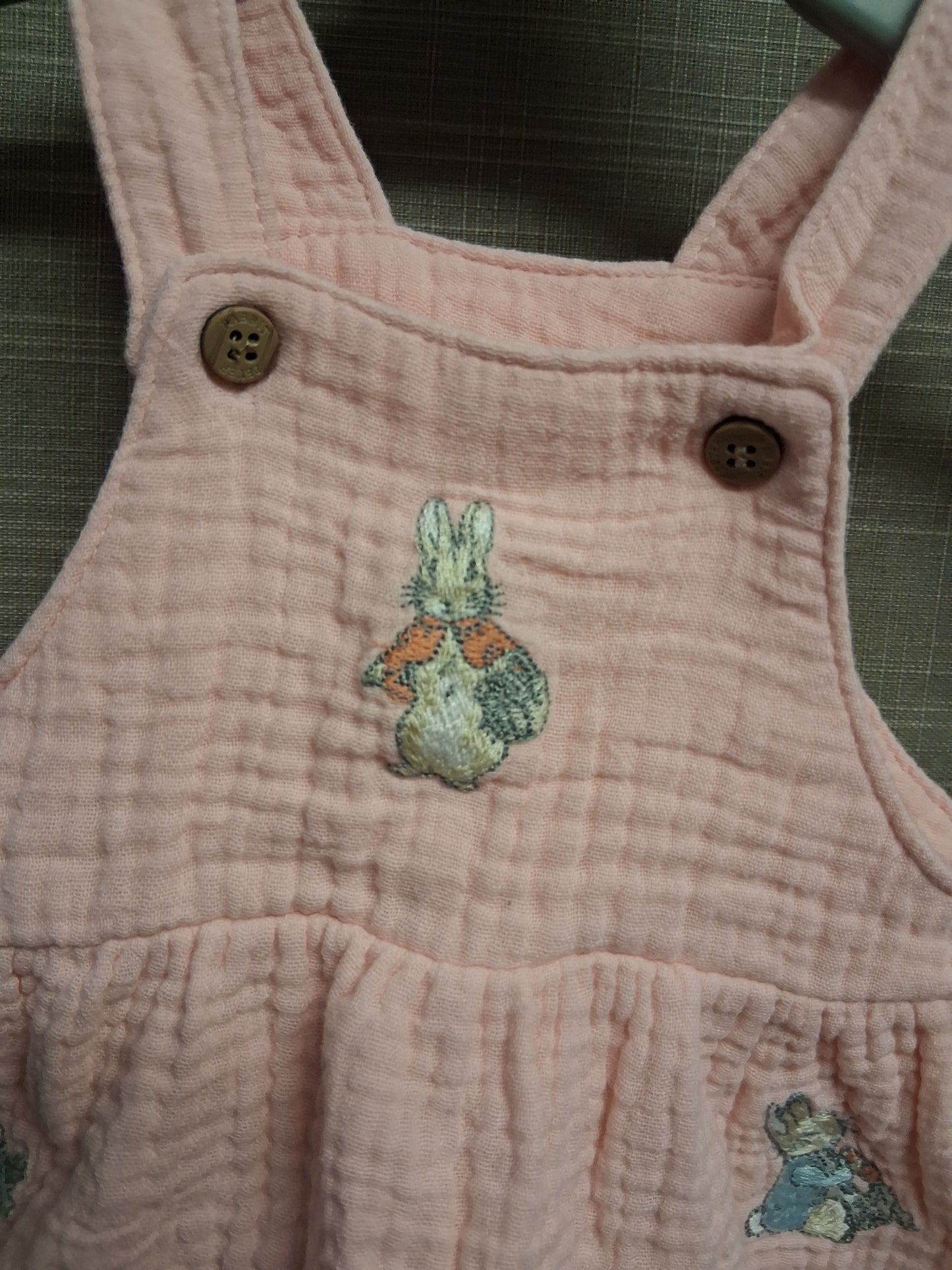 Peter Rabbit Pink Embroidered Pinafore Dress Age 0-3 Months