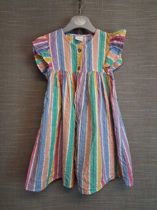 Next Girls Multicolour Striped A Line Dress Age 2-3 Years