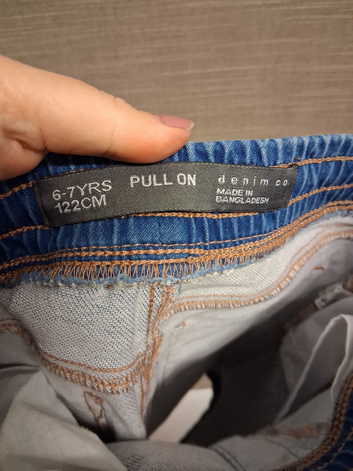 Primark Boys Blue Elastic Waist Denim Shorts 100% Cotton Age 6-7 Years
