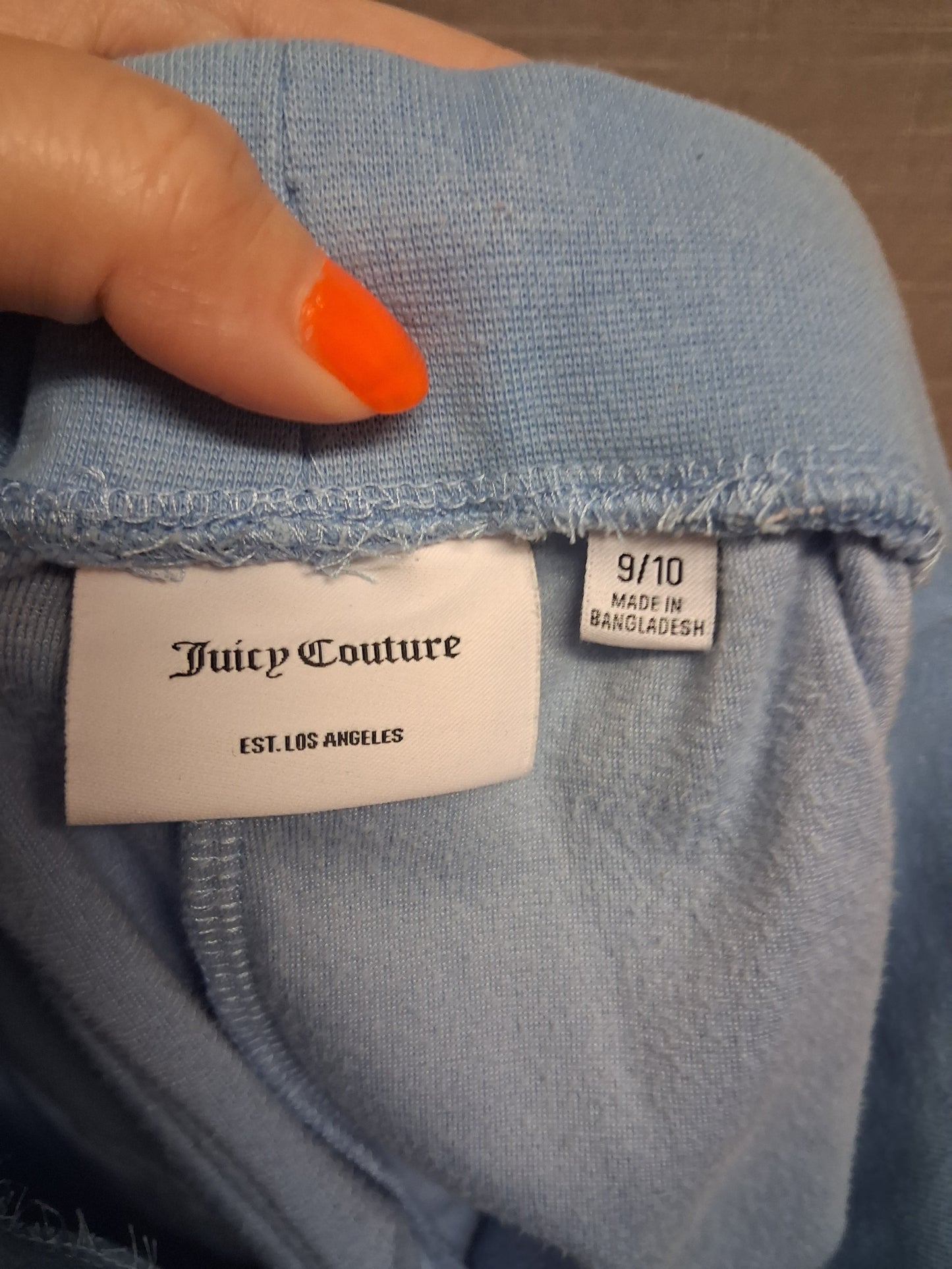 Juicy Couture Girls Powder Blue Velour Shorts Age 9-10 Years