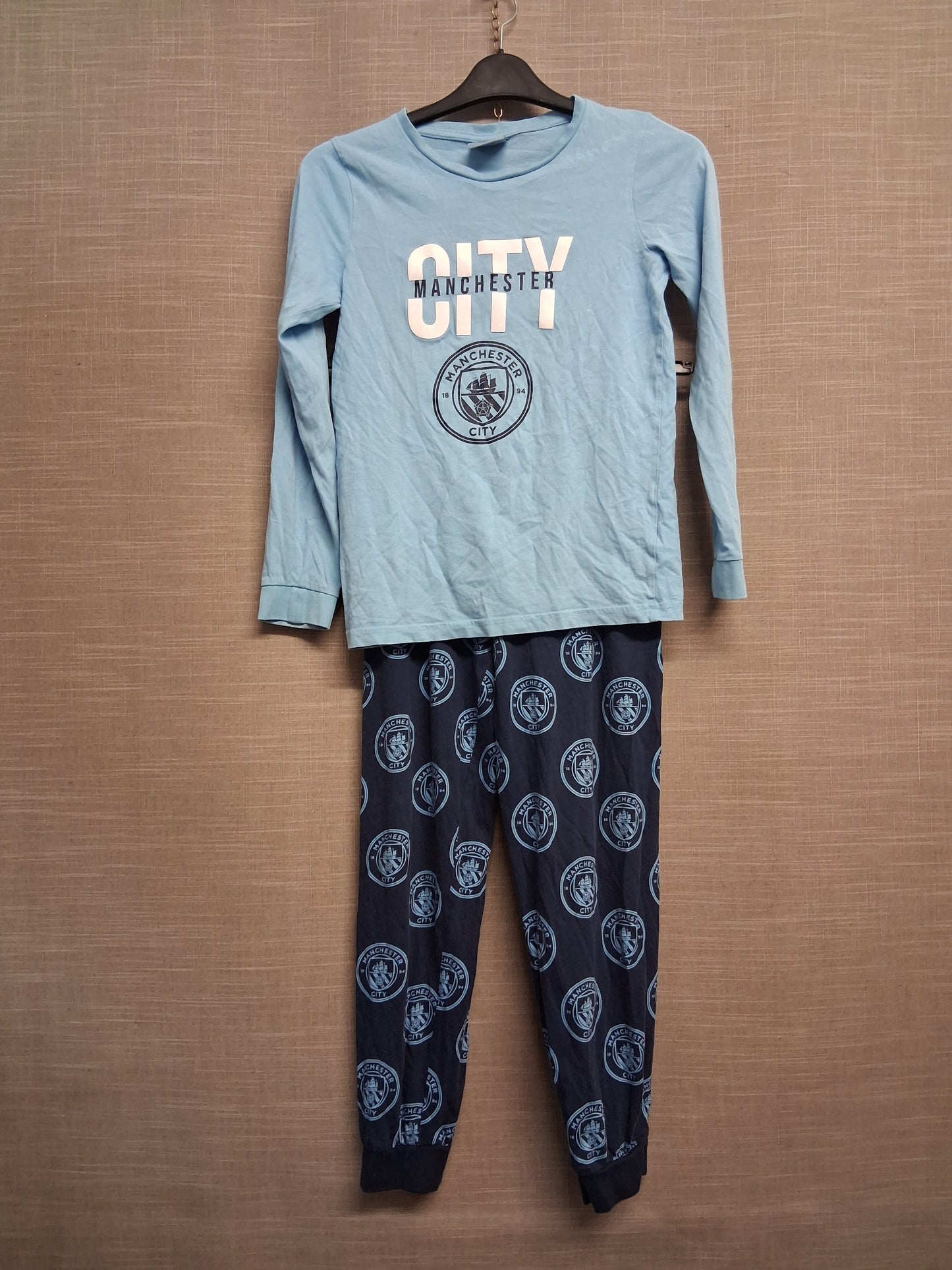 TU Boys Manchester City Football Pyjamas PJs Set Blue Age 11-12 Years