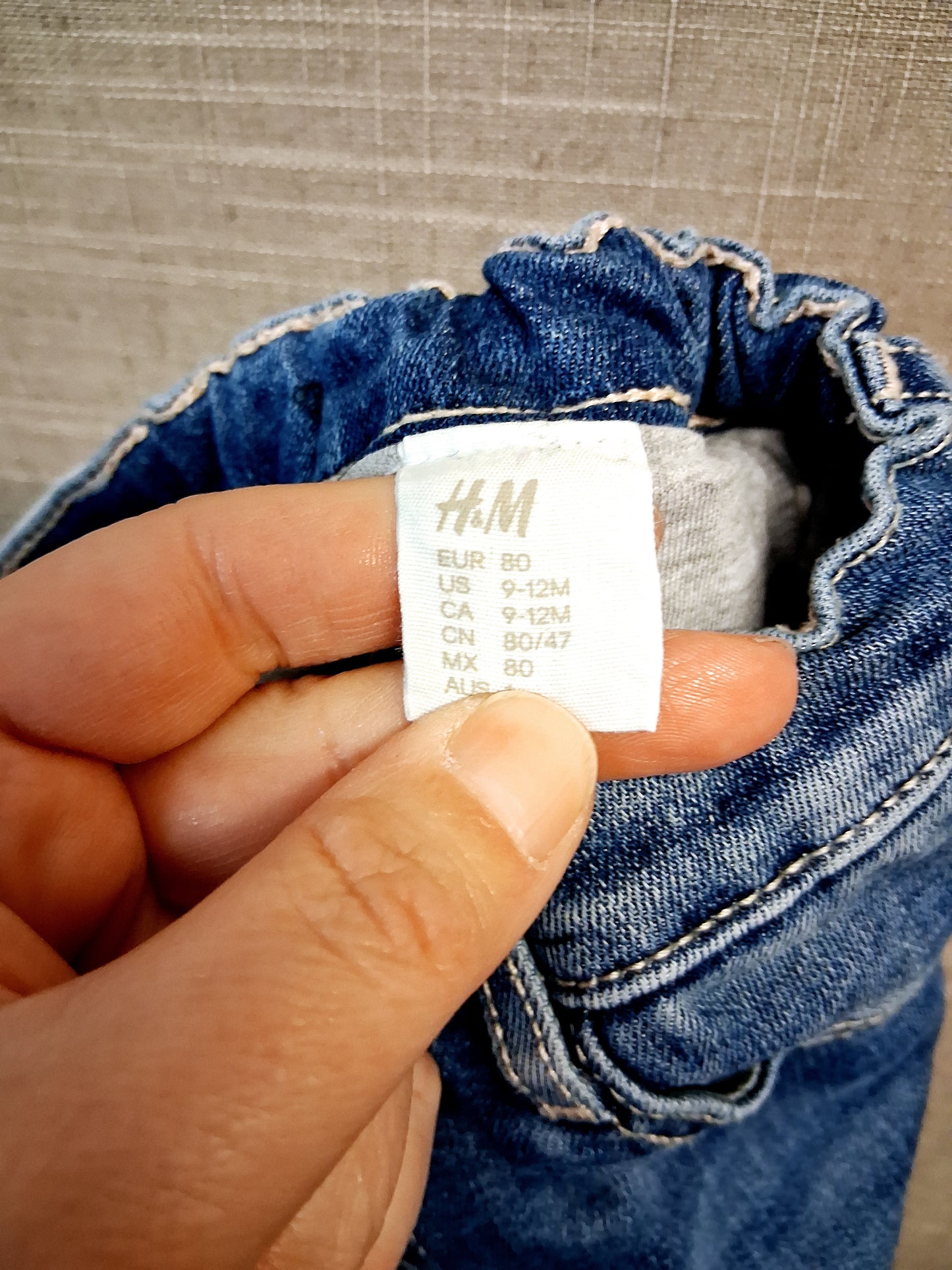 H&M Girls Blue Denim Jeans Age 9-12 Months Lined