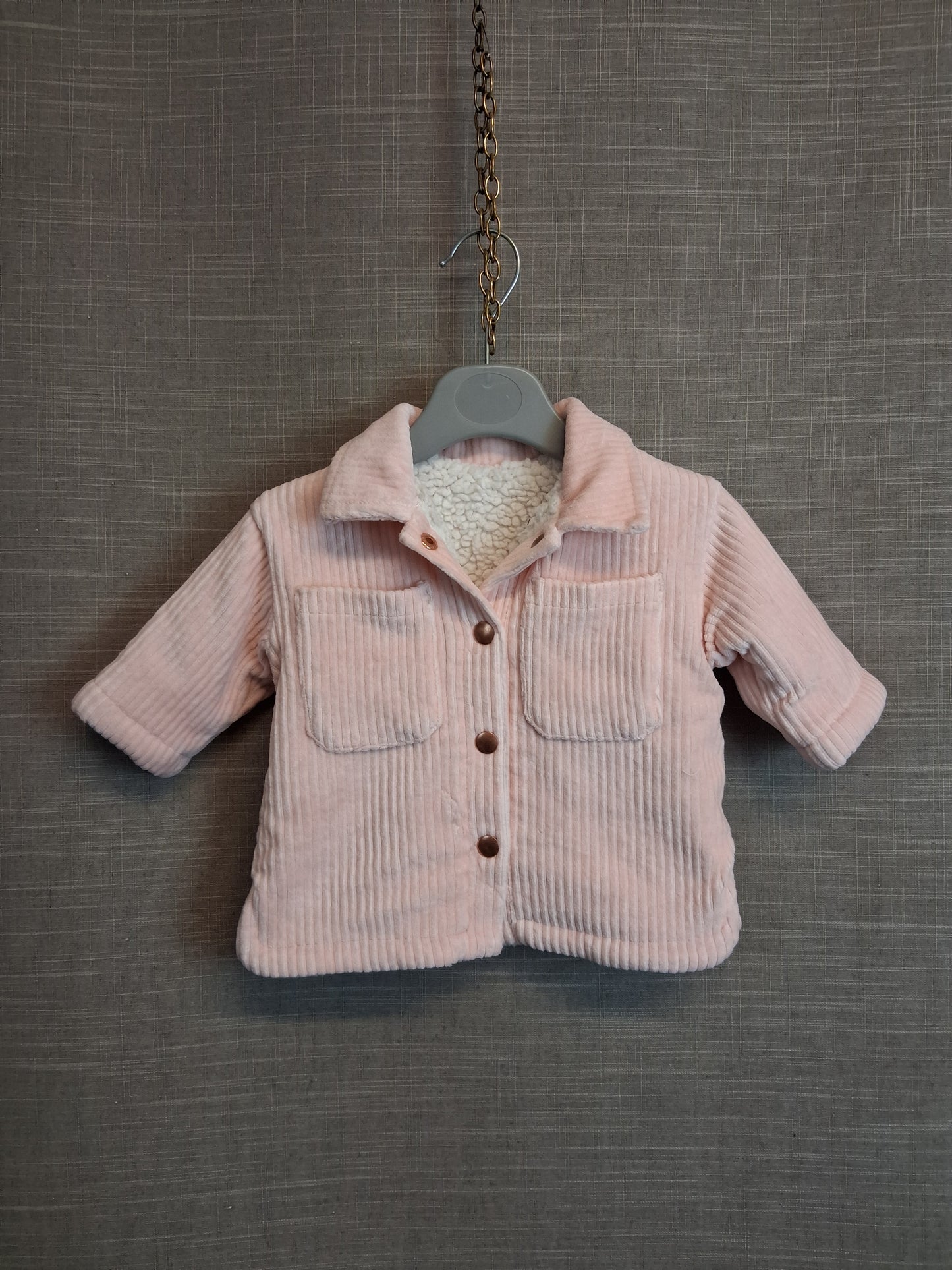 Nutmeg Girls Shacket Pink Shearling Lined Age 0-3 Months