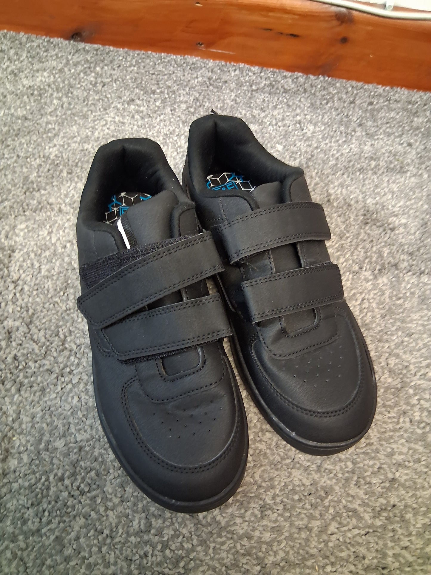 F&F Boys Black School Shoes Double Strap Size 3 New