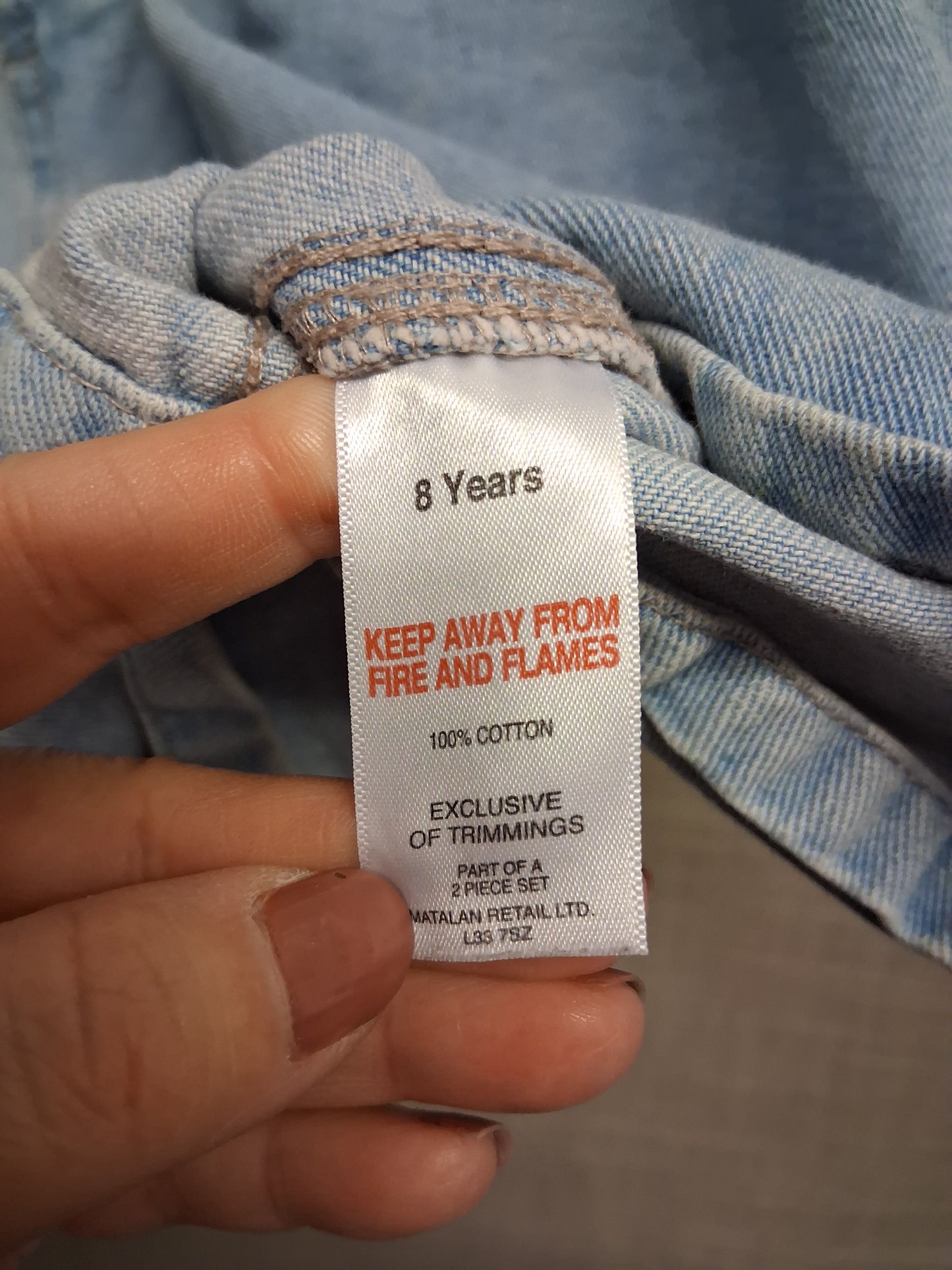 Matalan Girls Light Blue Denim Pinafore Dress Age 8 Years