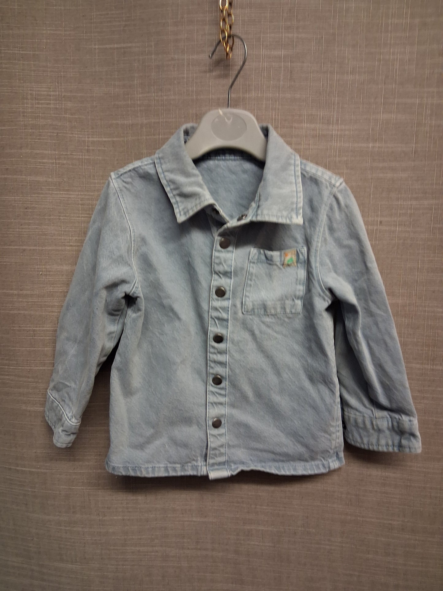 F&F Boys Blue Denim Long Sleeve Shirt Age 18-24 Months