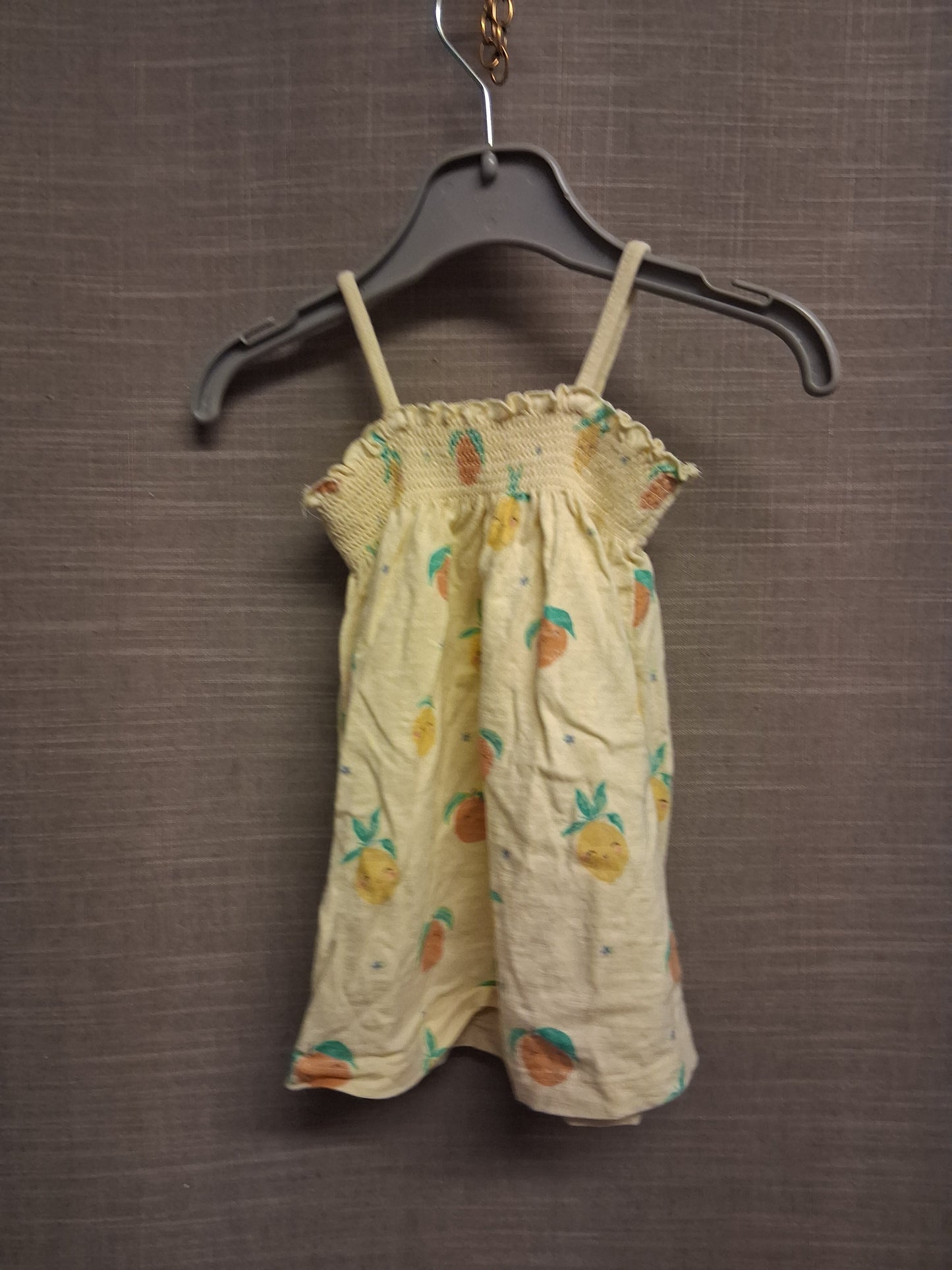 George Girls Yellow Fruity Strappy Sundress Jersey Age 3-6 Months