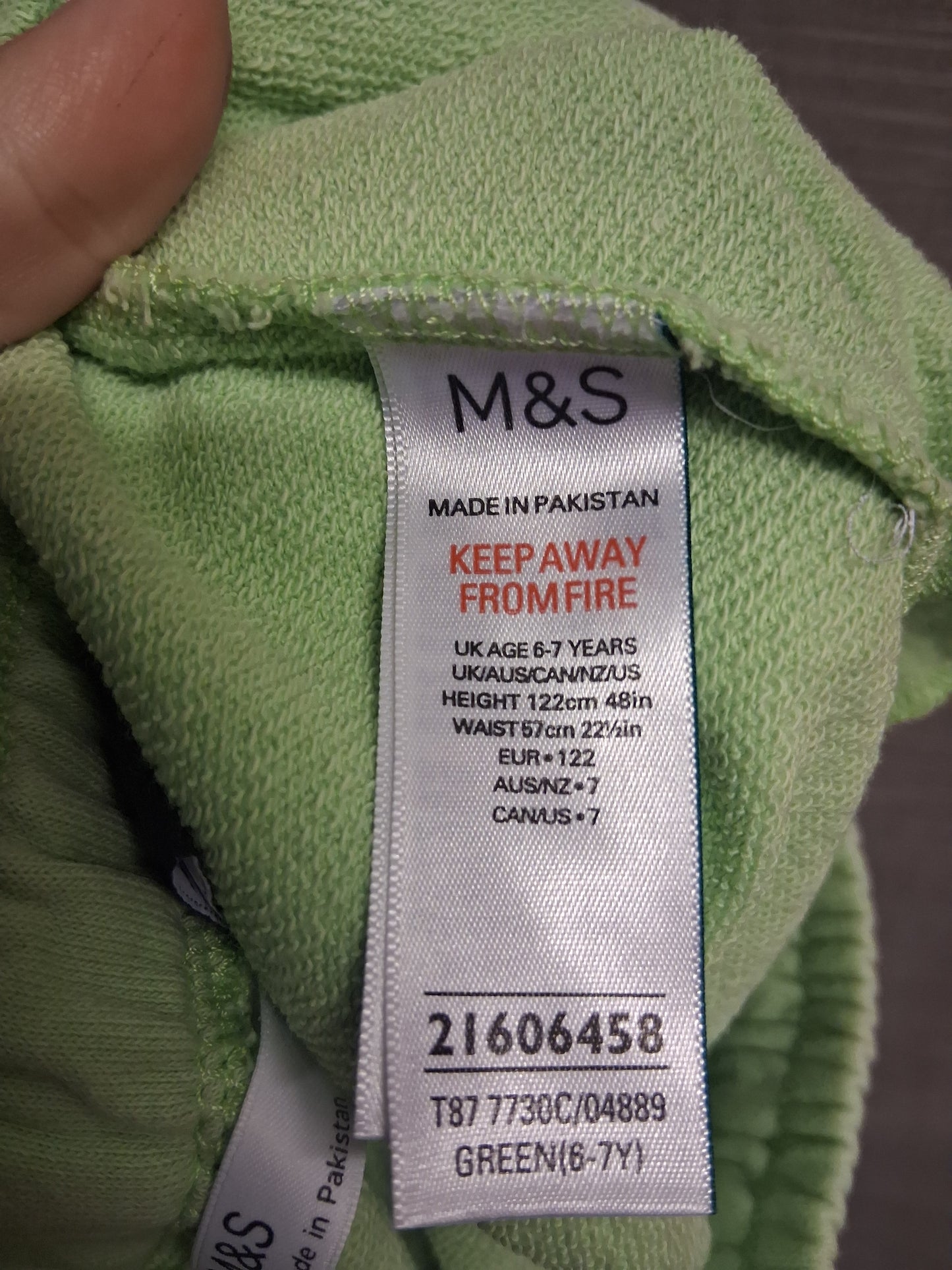Marks and Spencer Shorts Minecraft Theme Lime Green Jersey Age 6-7 Years