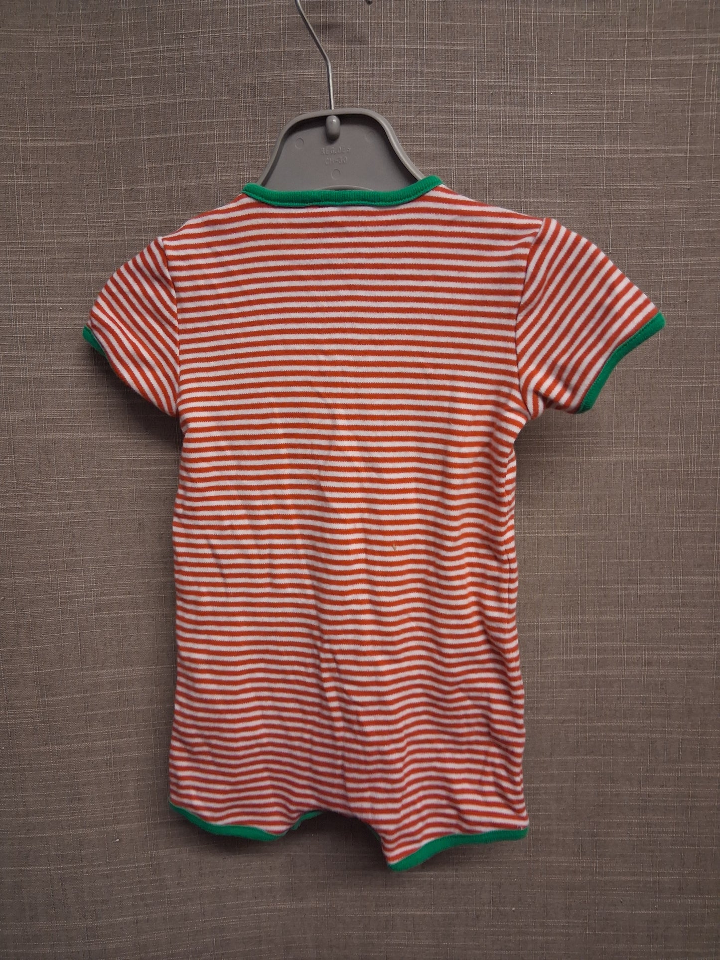 Next Boys Red White Striped Short Sleeve Romper Age 0-3 Months