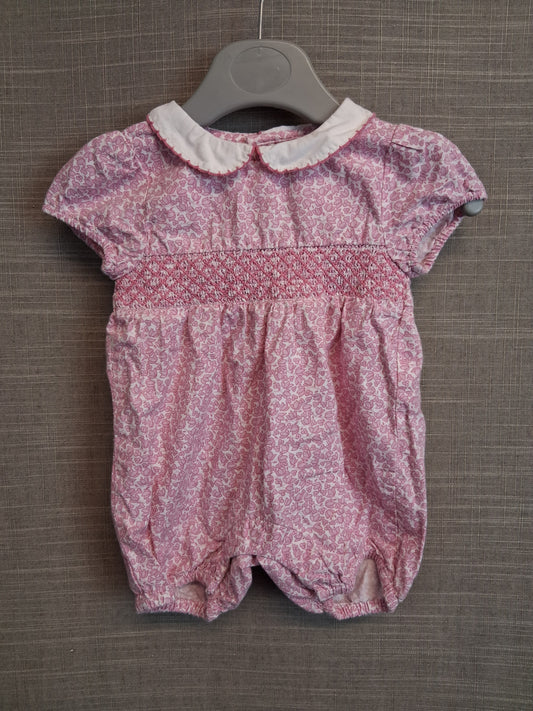 Jojo Mama Bebe Pink Floral Cotton Romper Age 0-3 Months