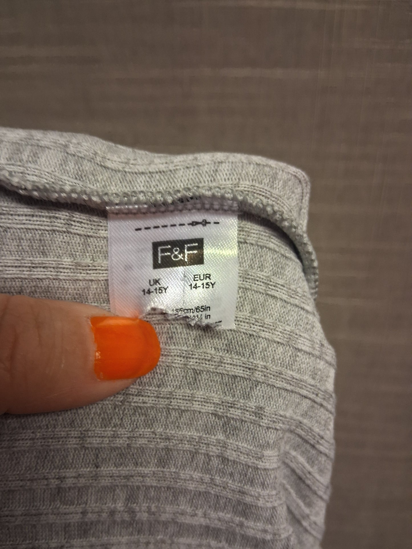 F&F Leggings Girls Grey Ribbed Slight Bootcut Age 14-15 Years