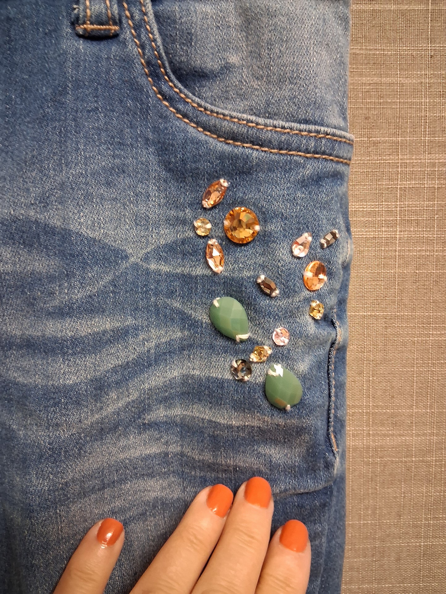 Next Girls Blue Denim Jeans Beaded Detail Age 10 Years Adjustable Waist